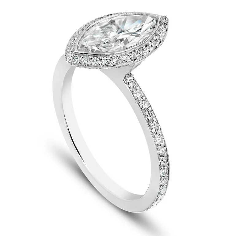 Marquis Pavé Solitaire Ring