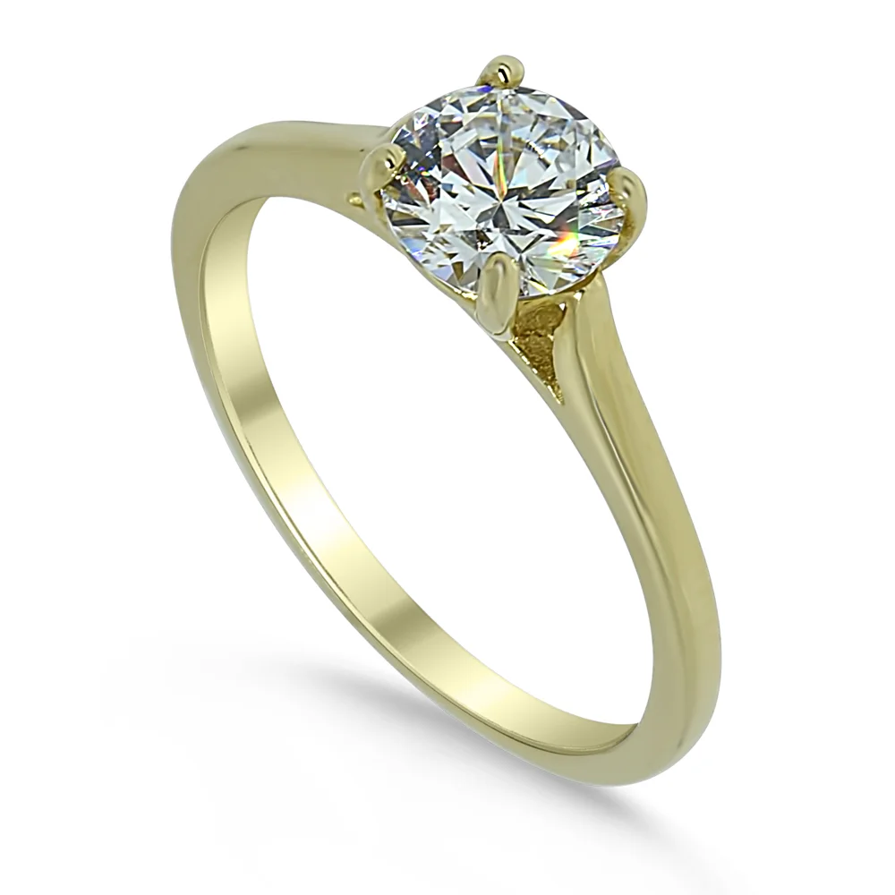 18K Yellow Gold Trellis Solitaire