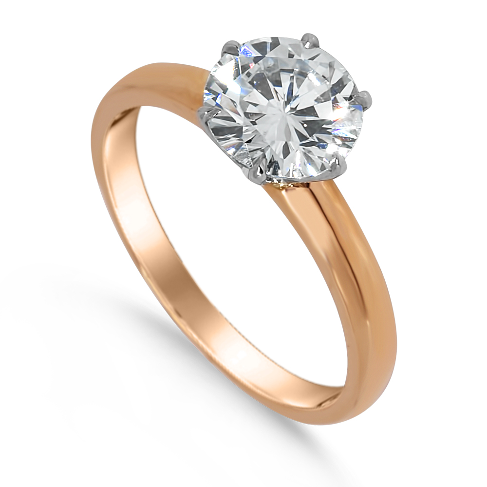 18K Rose Gold Rounded Six-Prong Solitaire