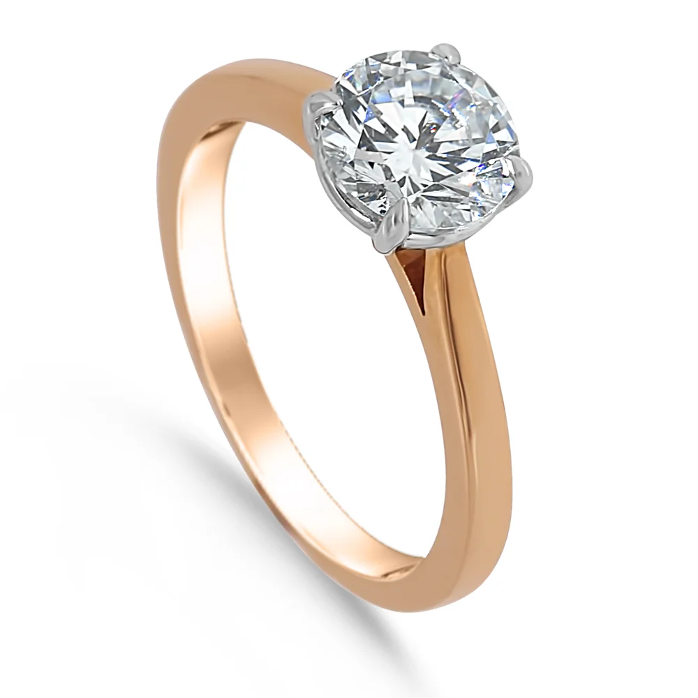 14K Rose Tapered Basket Solitaire