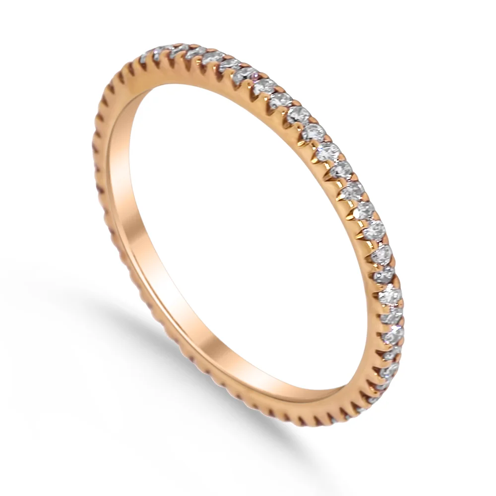 18K Rose &amp; Natural Pink Pavé Diamond Band