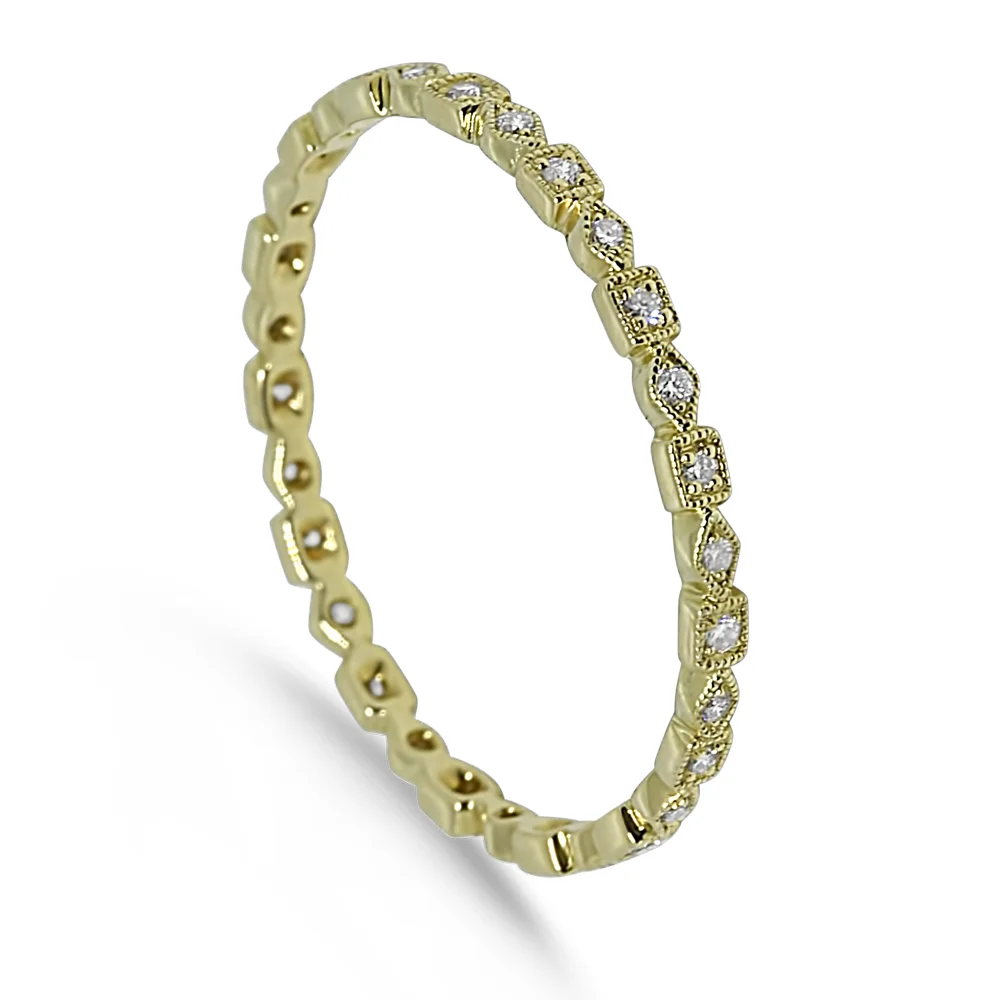 14K Yellow Gold Pavé Bezel Band