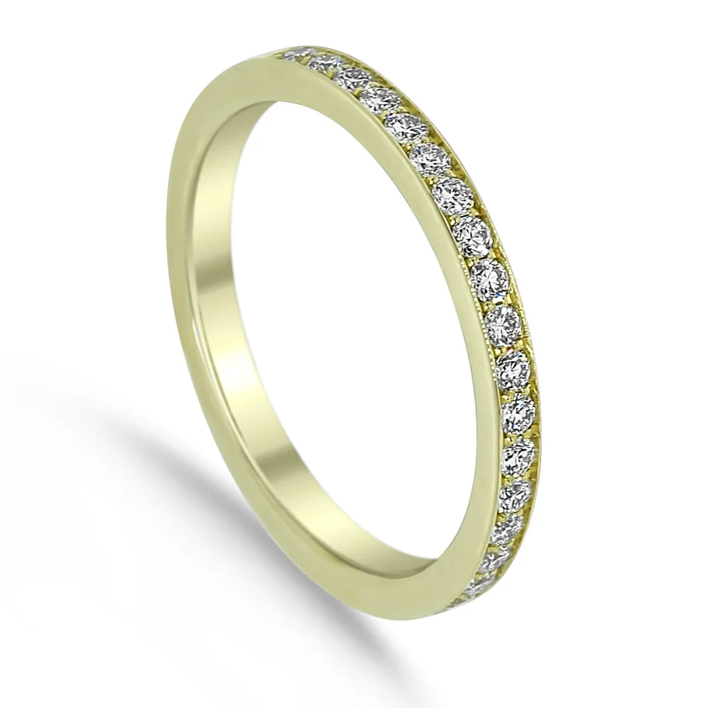 14K Yellow Thin Pavé Eternity Band