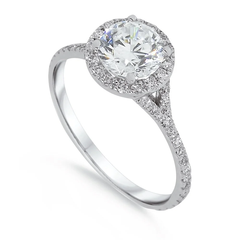 Pavé Split Solitaire Engagement Ring