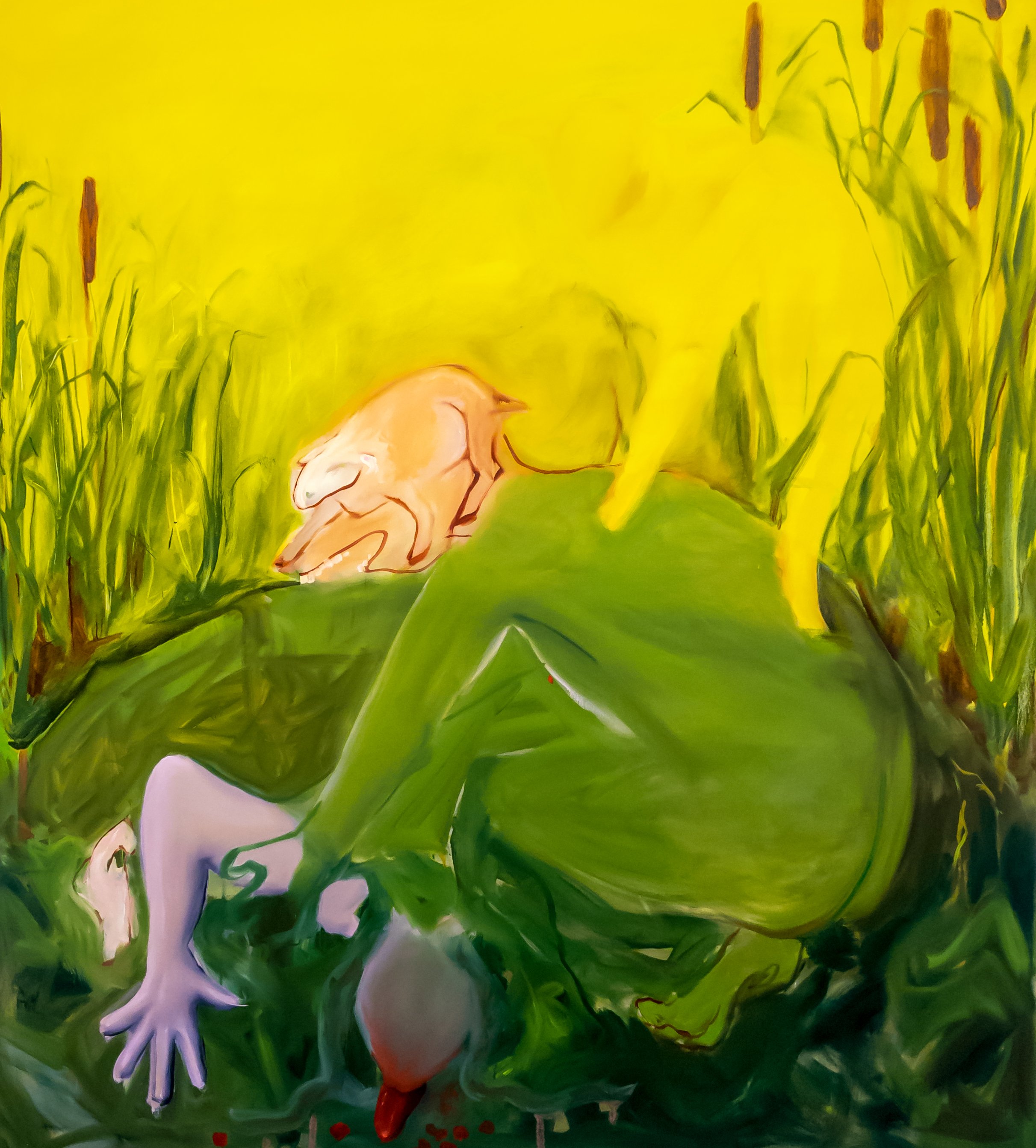  Lemon-colored lead, 60” x 54”, oil on canvas, 2023 