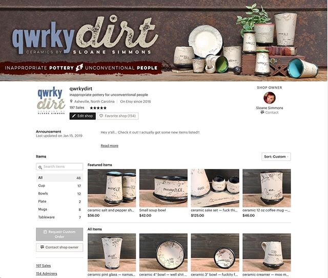 Hey y&rsquo;all!! I finally updated my Etsy shop! Woohoo!! Go check it out when you can and tell yer friends&hellip; you&rsquo;d be doing me a solid!! http://www.qwrkydirt.etsy.com
_________________________________________

#qwrkydirt #handbuilt #pot