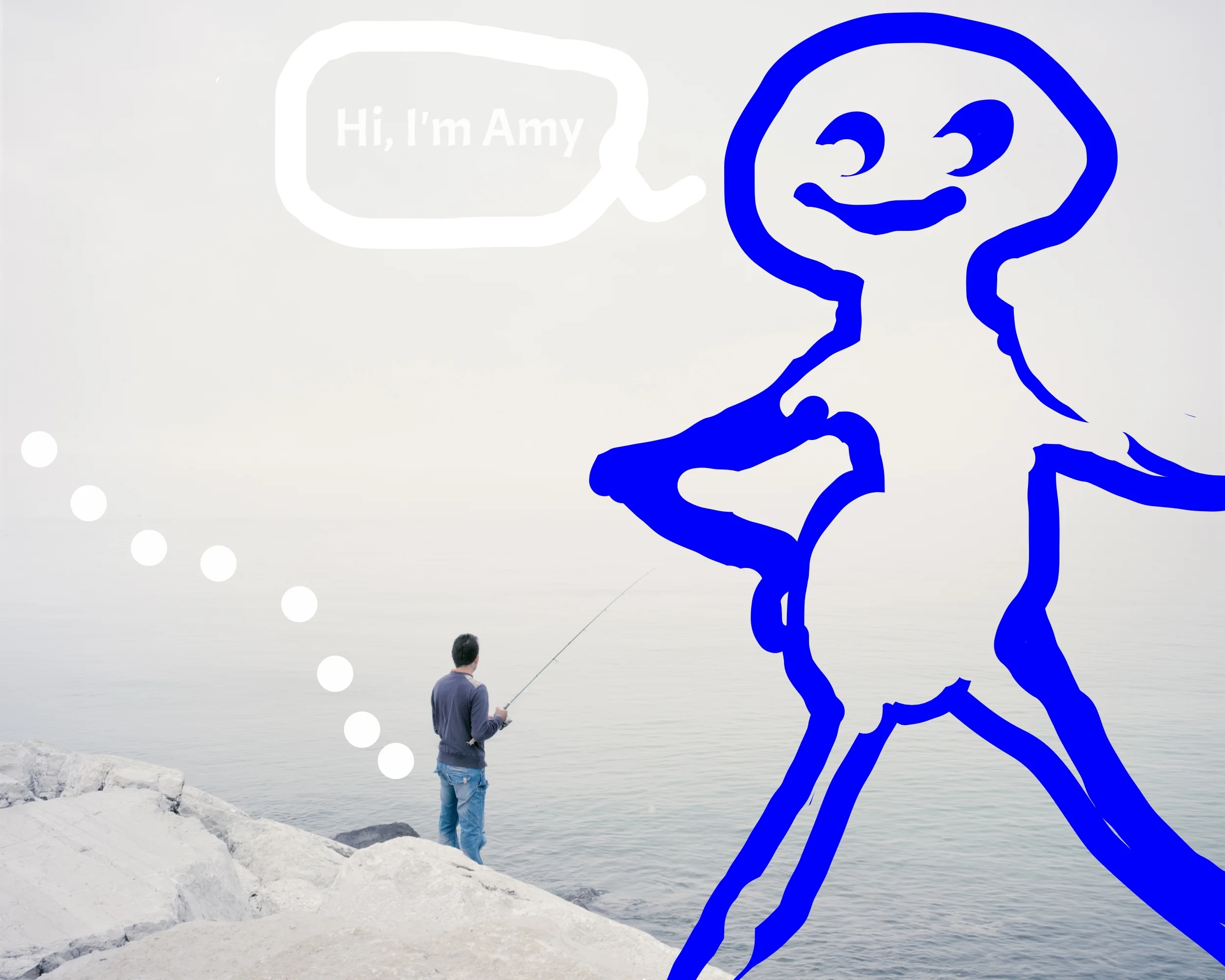 This guy fishing is the stock image that came with the website. He was lonely and bored. Now he has gas and a great fish story.