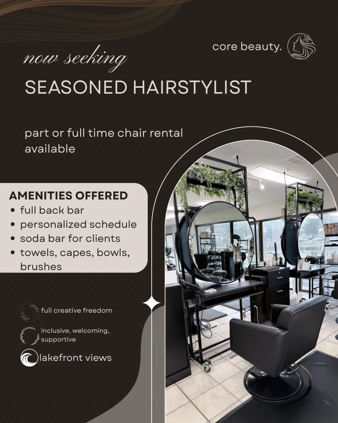 ✨ One chair. One vibe shift. ✨

If you&rsquo;ve been waiting for a sign to leave the toxic salon energy behind&hellip; this is it 👀

We have ONE chair open at Core Beauty for a stylist who wants freedom, good energy, and a salon that actually feels 