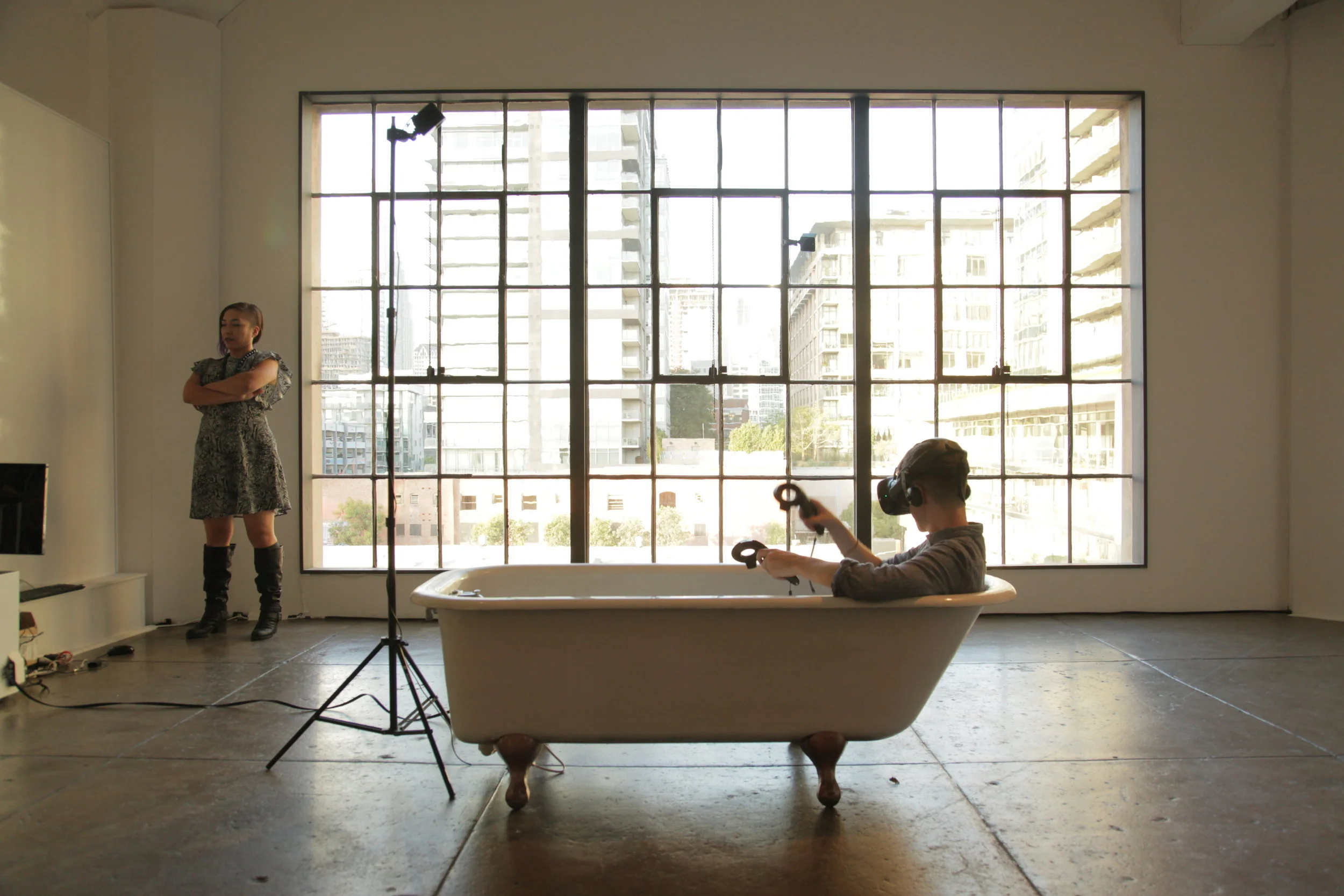   George in the Tub   You, George W. Bush, sit in the tub. The water is running and you splash around. 