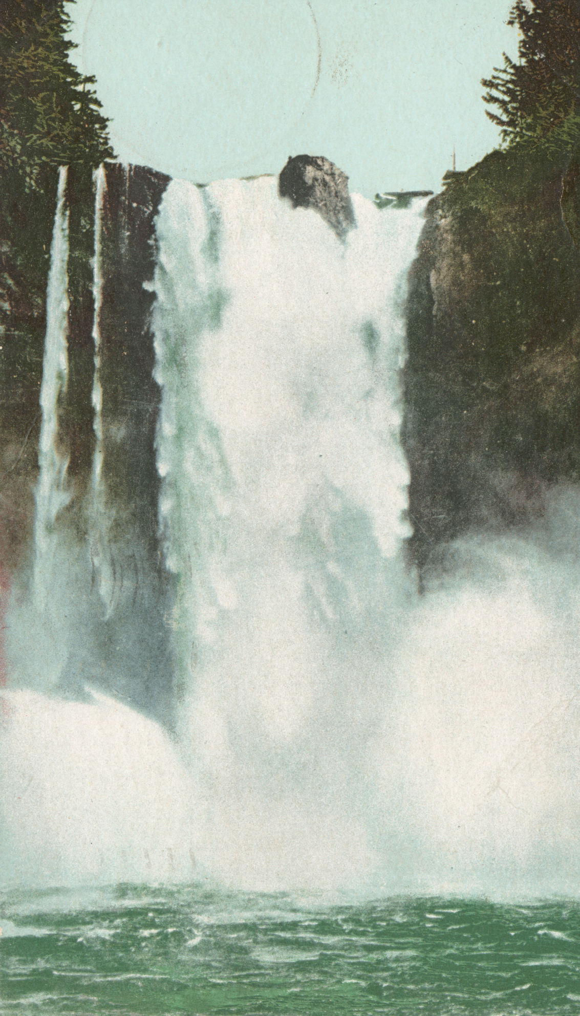 Snoqualmie Falls, near Seattle, seen from below. Detroit Publishing Co, public domain.