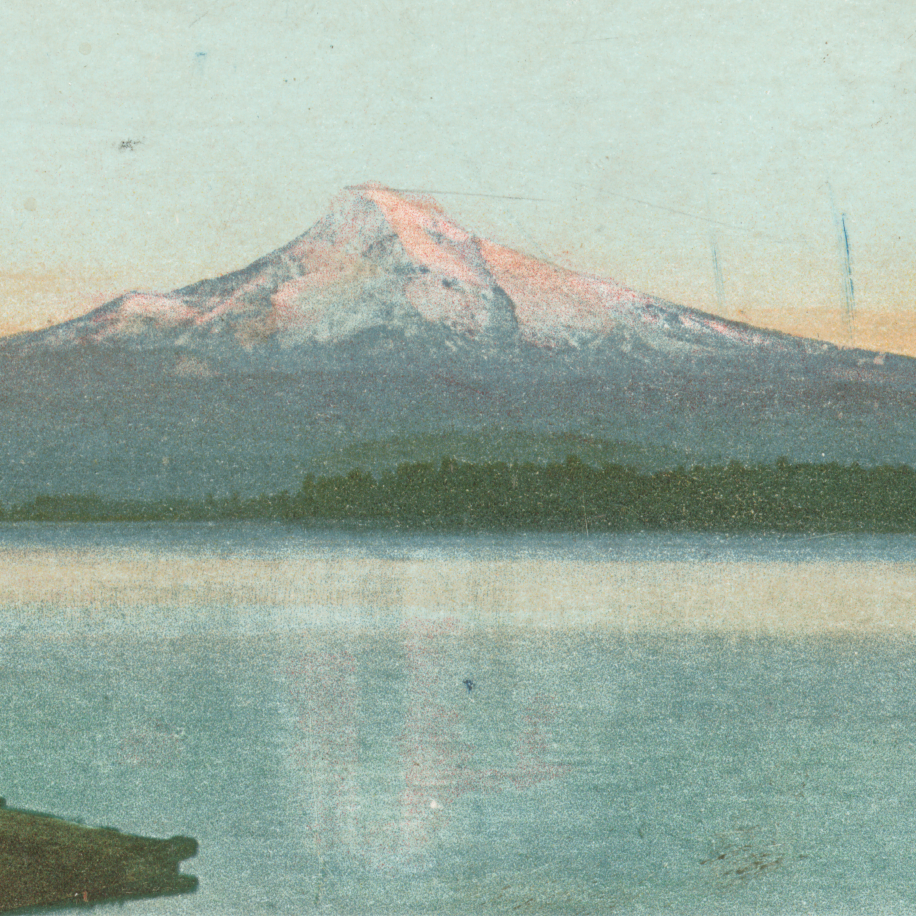 Mt. Hood seen from the Columbia River. Detroit Publishing Co, public domain.