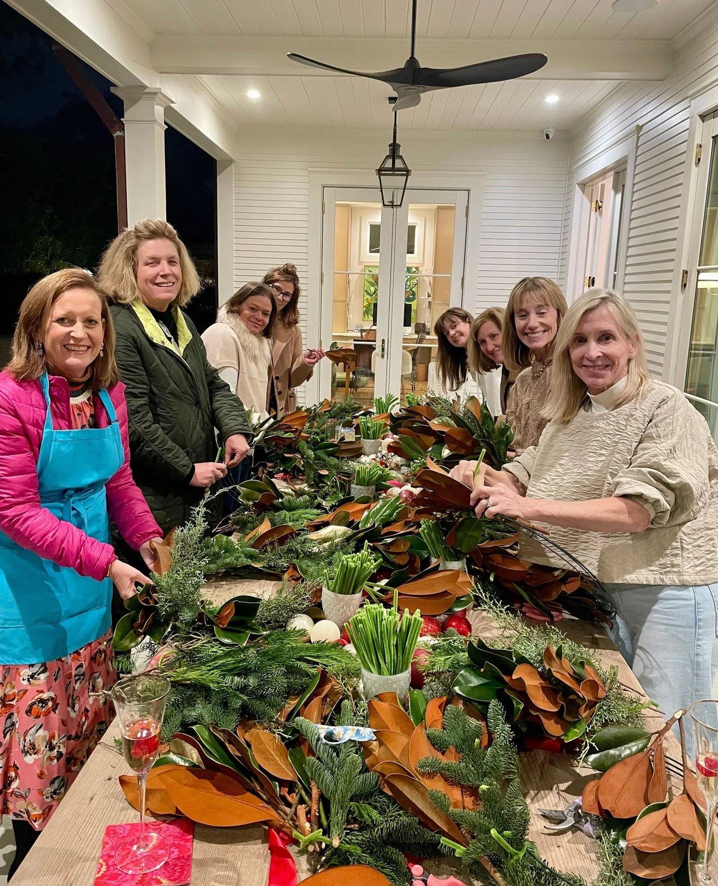 I had the loveliest evening leading a holiday wreath workshop with the talented and festive crew at @gardenstudyclubofno! So much fun creating pretty things with such sweet folks ☺️ I'll never say no to magnolia leaves + a good velvet bow moment!⁠
⁠
