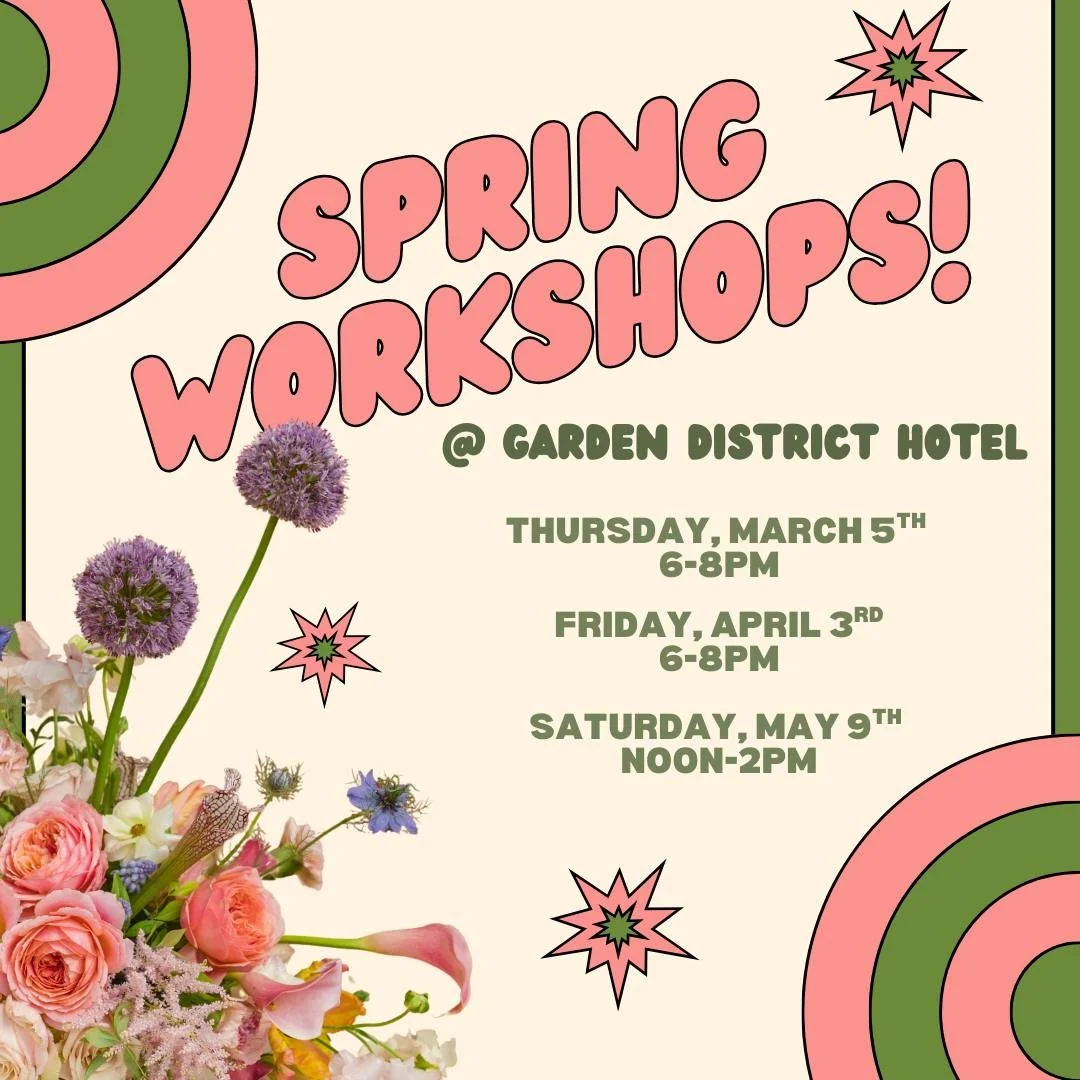 A lot of you have been asking about our spring workshops and I'm a bit late in posting them. I'm not sure where the time has flown! The link for tickets are in our bio. Hope to see you all there at @gdhnola!

#SpringFlorals #FloralWorkshop #FlowerWor