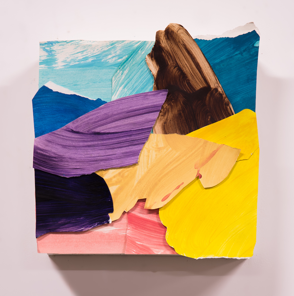 Punch-drunk #2 10”x10”, acrylic and paper on panel, 2019