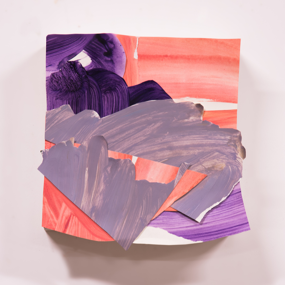 Punch-drunk #5 10”x10”, acrylic and paper on panel, 2019