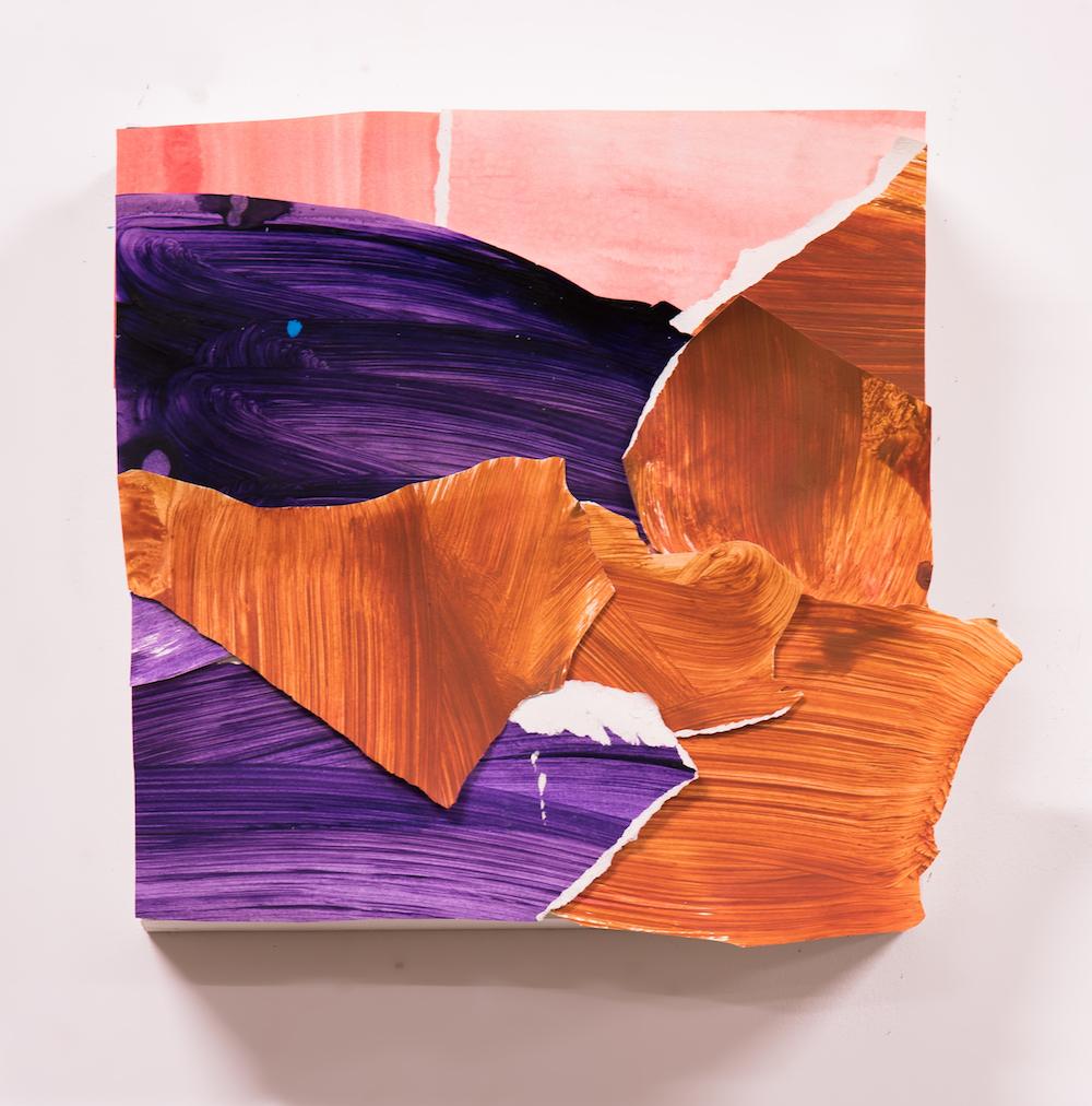 Punch-drunk #9 10”x10”, acrylic and paper on panel, 2019