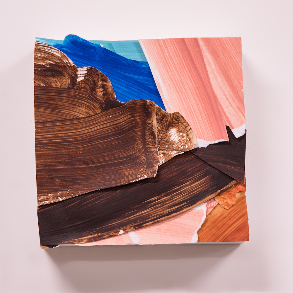 Punch-drunk #18 10”x10”, acrylic and paper on panel, 2019