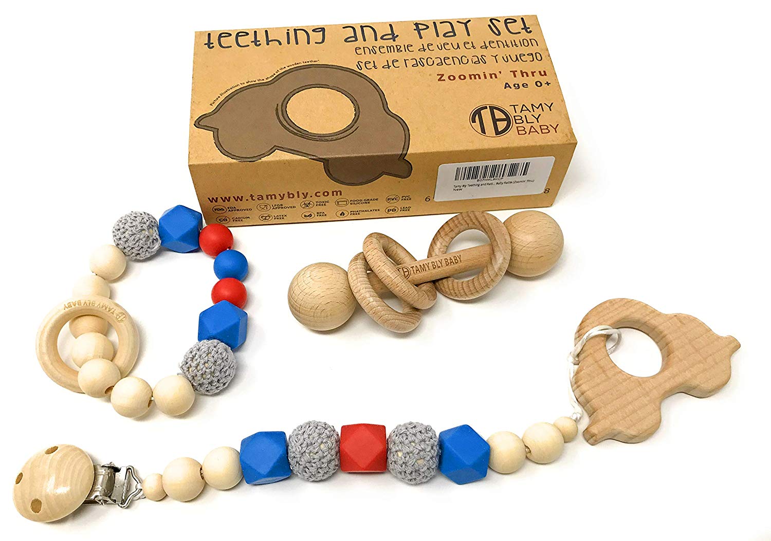 Wooden Baby Bracelet Rattles Silicone Beads Teether Teething Jewelry BPA Free 
