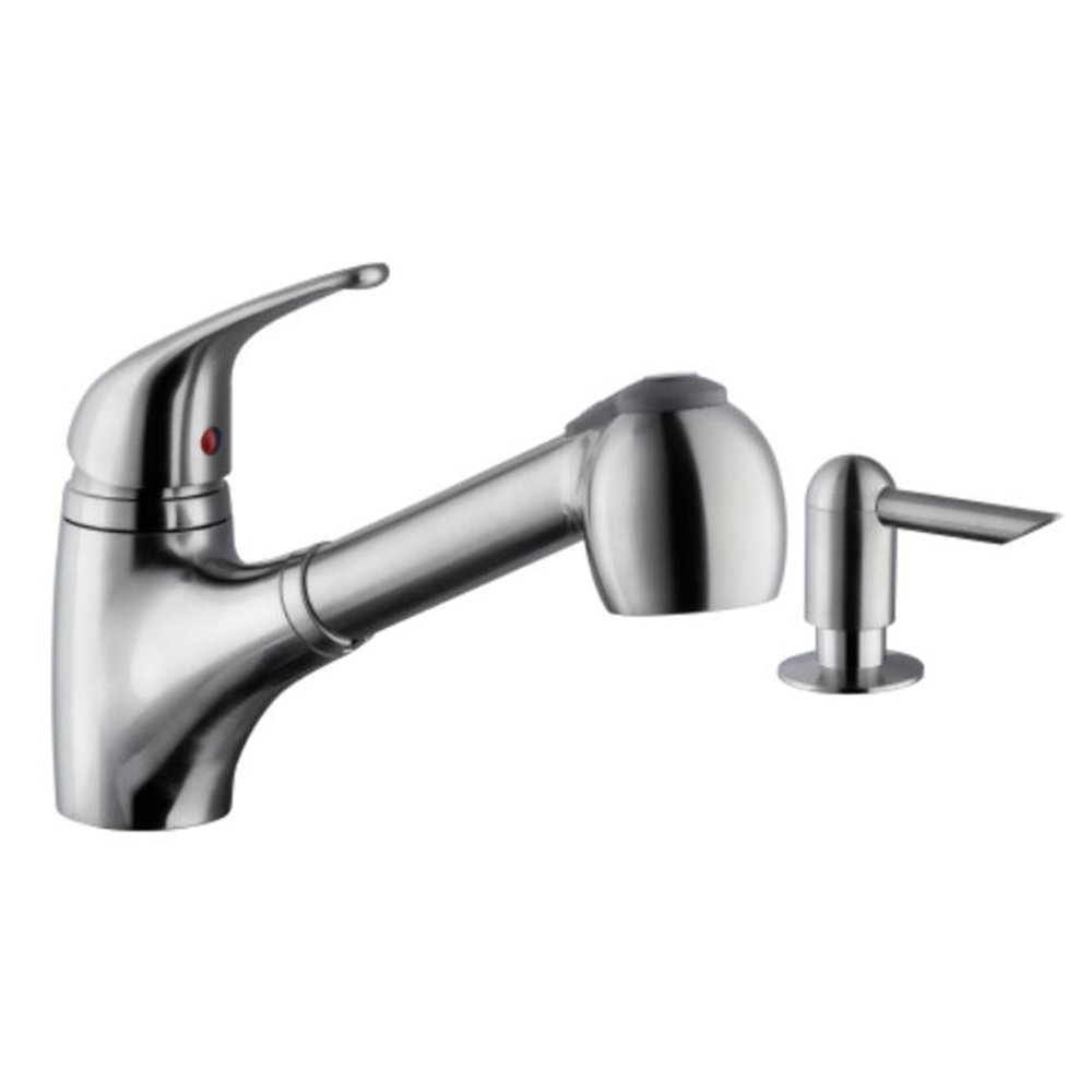 Low Profile 1 Handle Pull Out Kitchen Faucet With Dispenser In Brushed Nickel Cahaba Designs