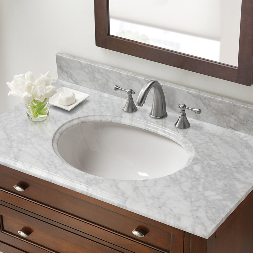 Carrara Marble Vanity Top, 37 X 22 Bathroom Vanity Top