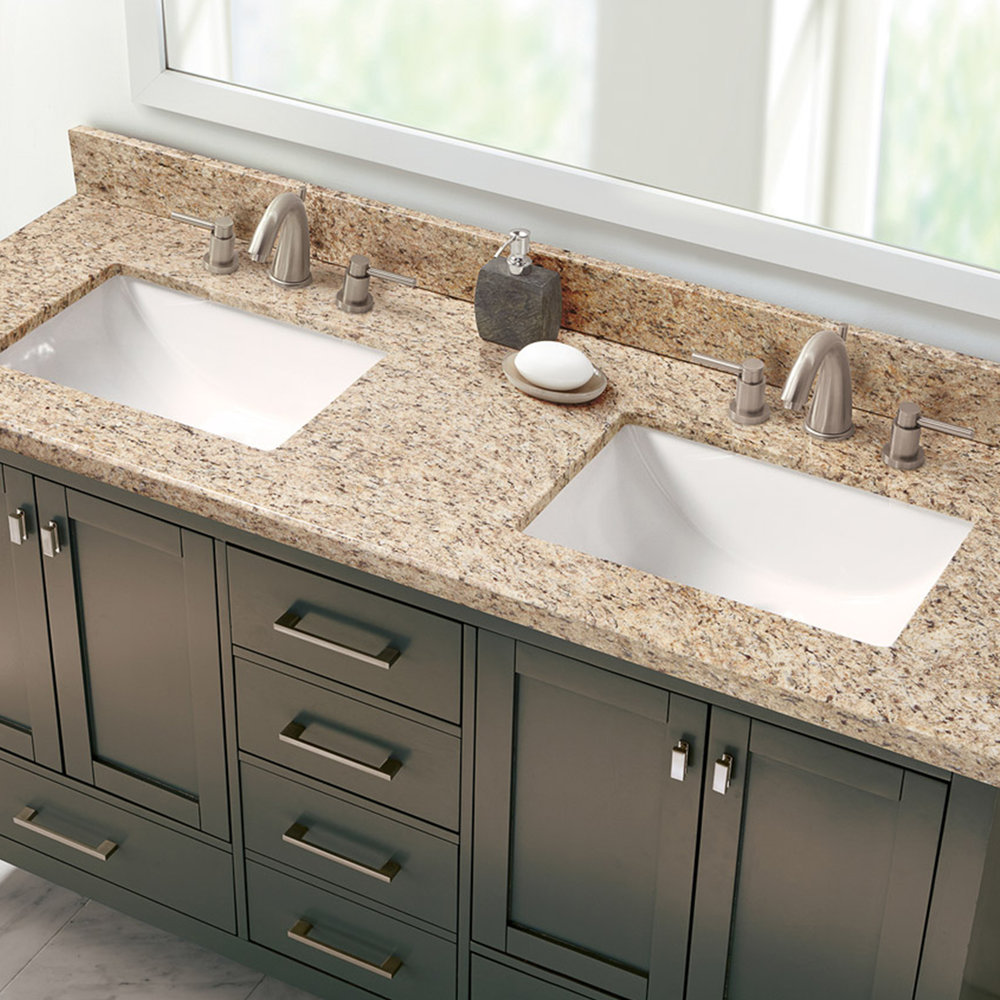 61 In X 22 Giallo Ornamental, Double Sink Vanity With Granite Top