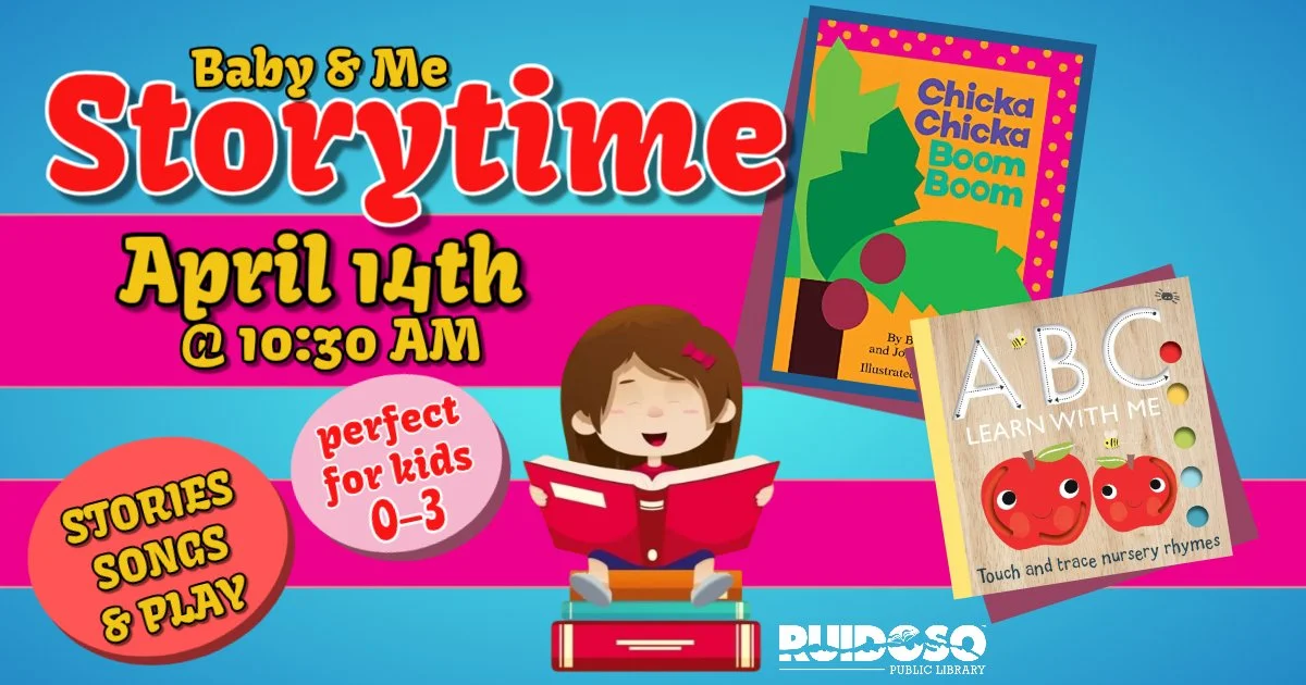 Please join us for a Baby &amp; Me Storytime on April 14th at 10:30 AM! 