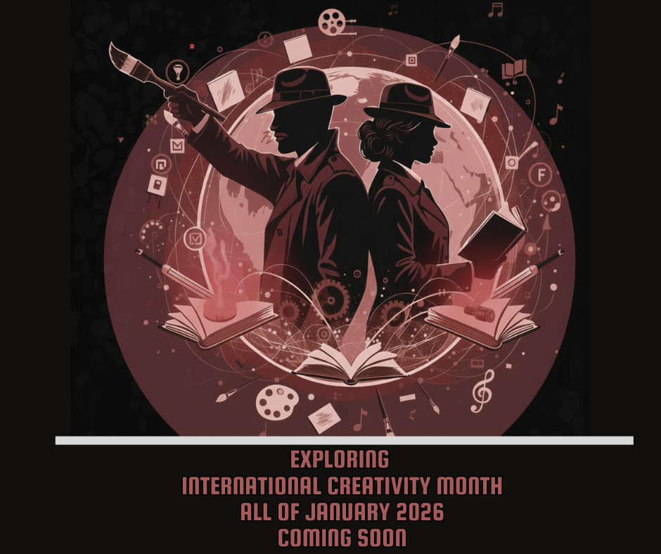 Promotional event graphic for International Creativity Month at the Ruidoso Public Library.