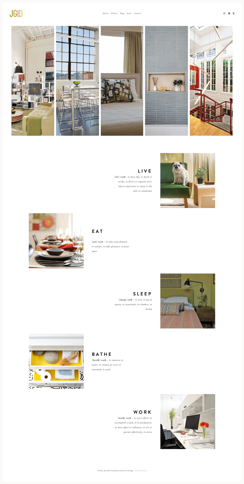 interior design Squarespace website homepage