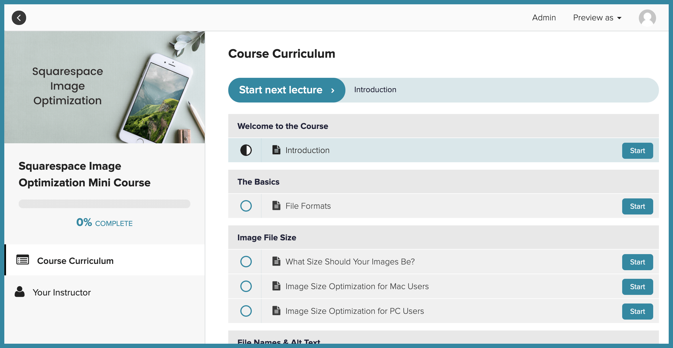 Course platform for Squarespace course