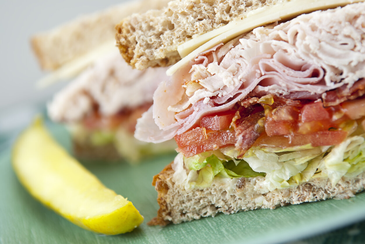 Turkey club sandwich.