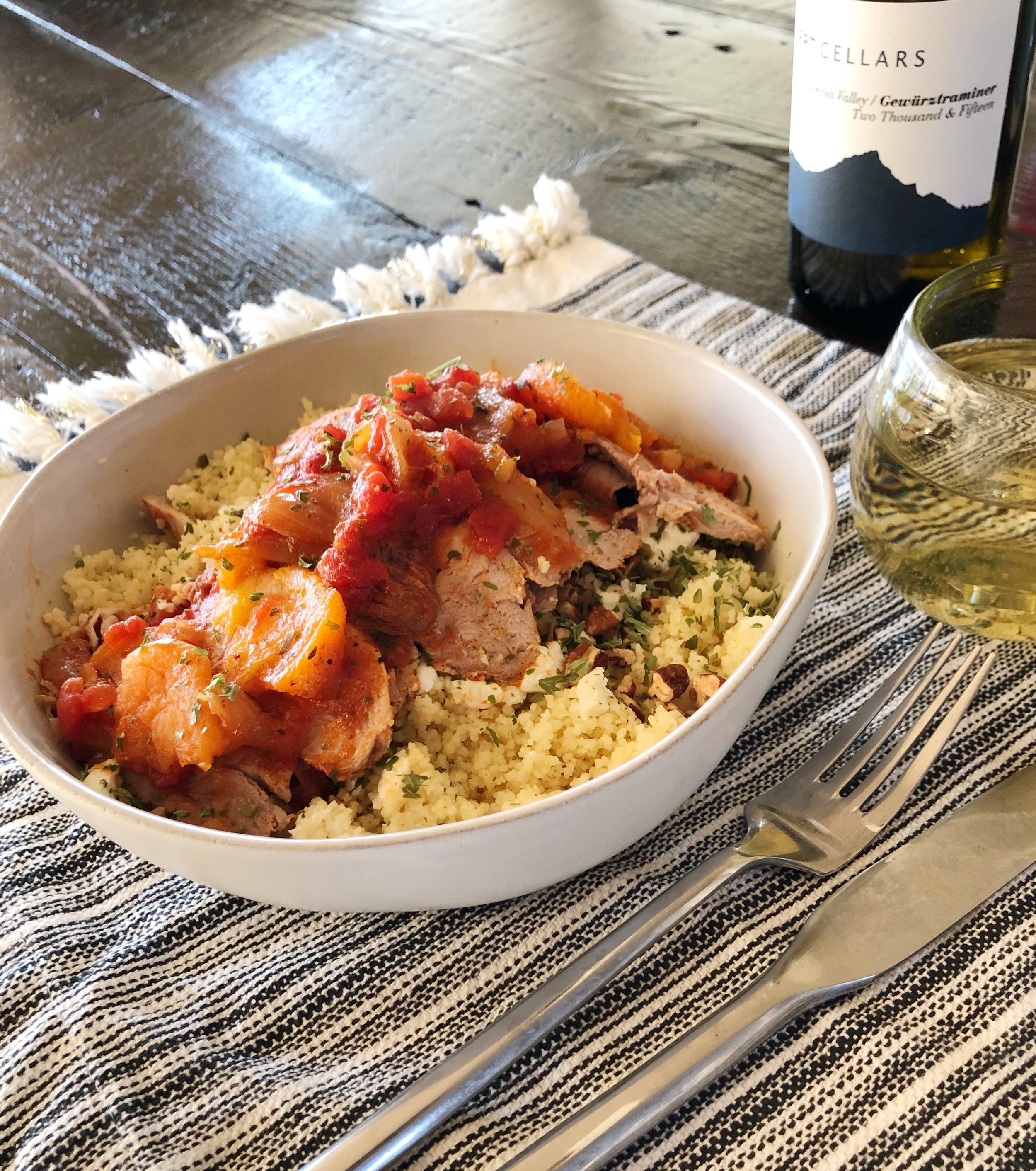 Pork Tenderloin with Apricots and Figs over Couscous