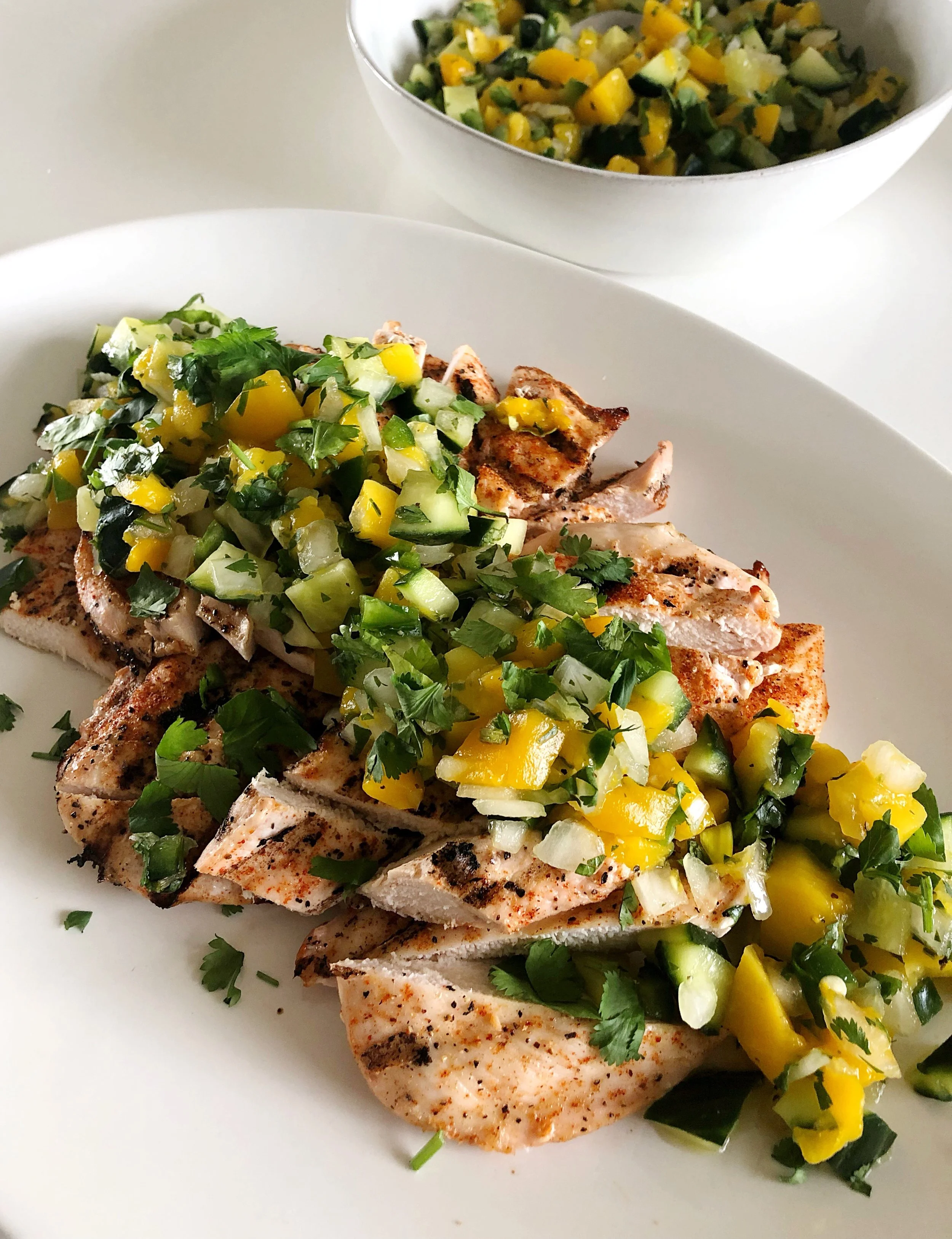 Grilled Chicken with Mago Cucumber Salsa