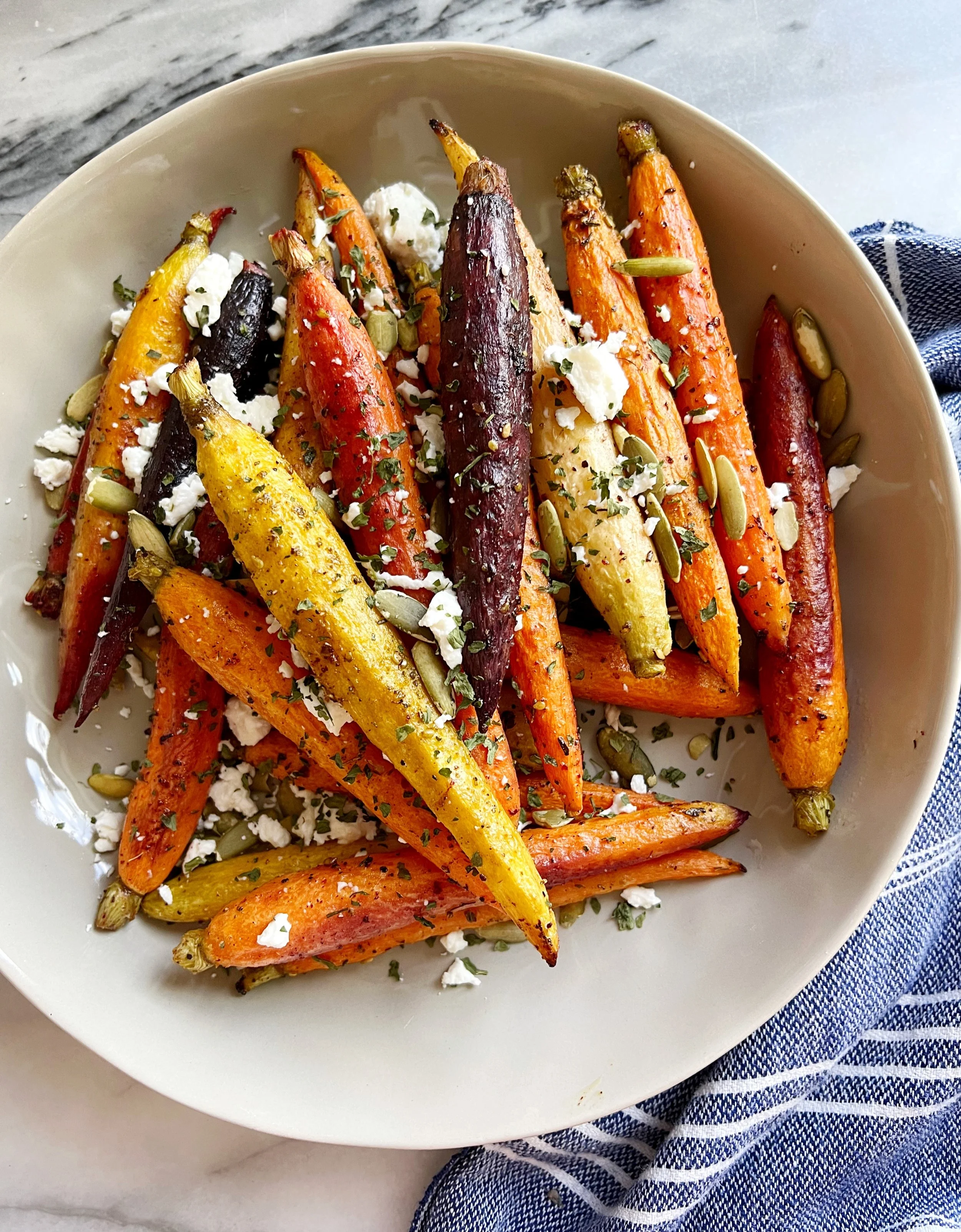 Za'atar Roasted Carrots with Feta and Toasted Pumpkin Seeds