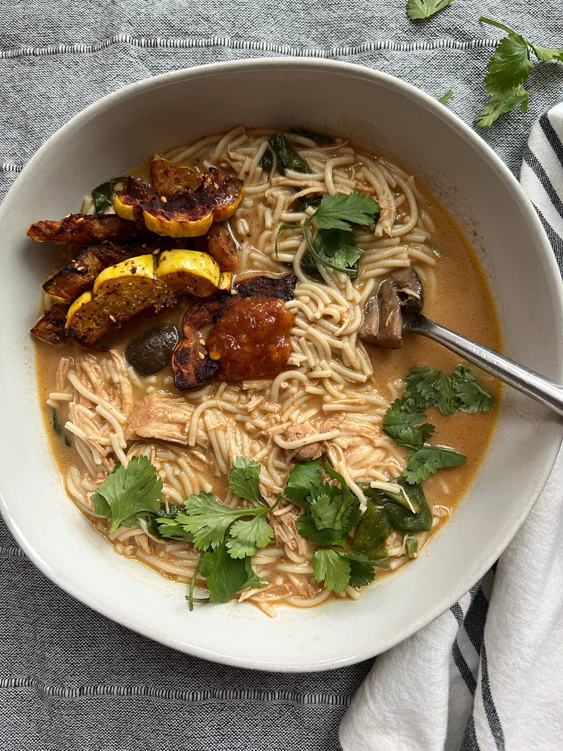 Instant Pot Chicken and Spinach Ramen with Spicy Squash