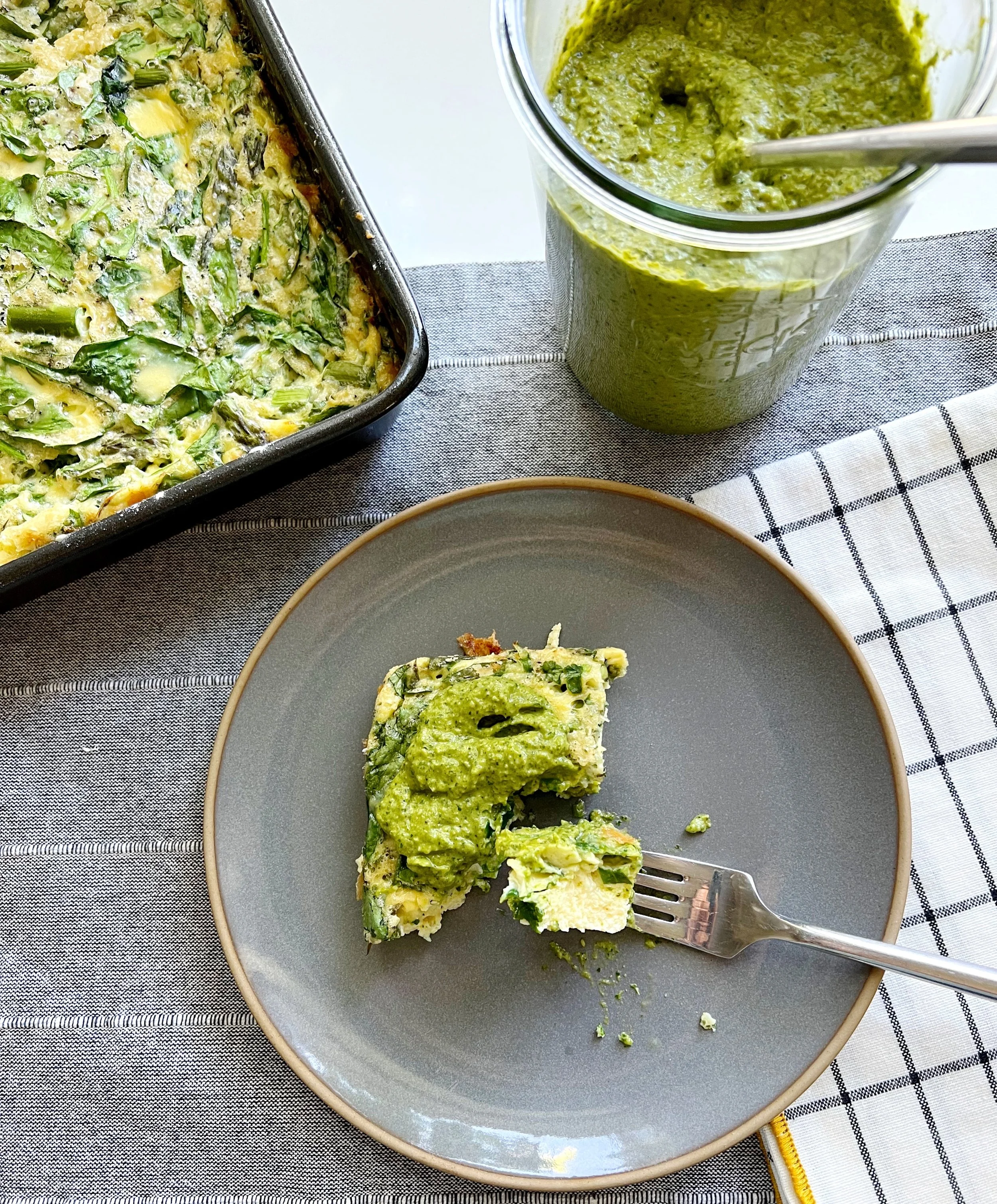 Roasted Poblano Pesto and Spring Green Frittata
