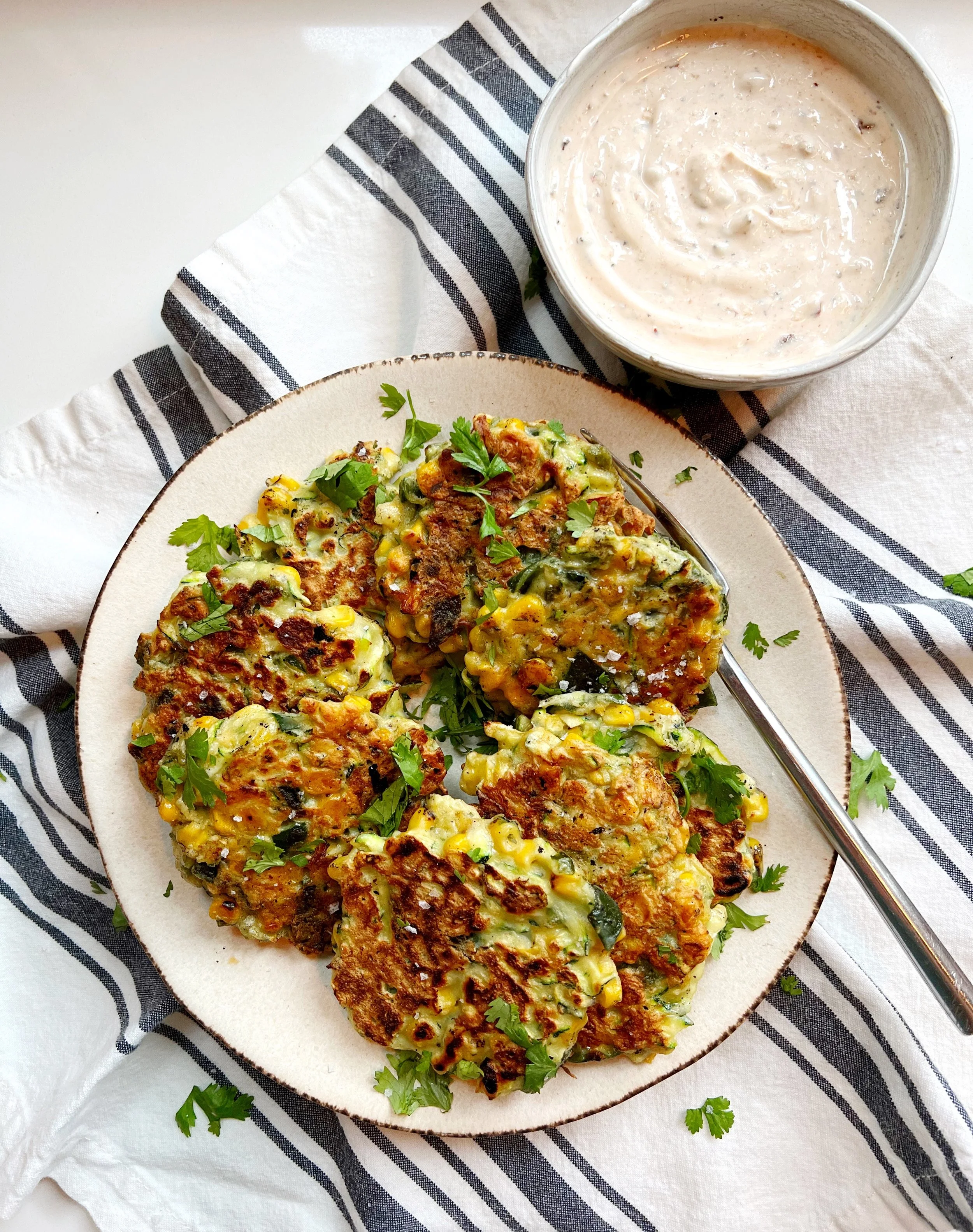 Zucchini, Corn and Poblano Pepper Fritters