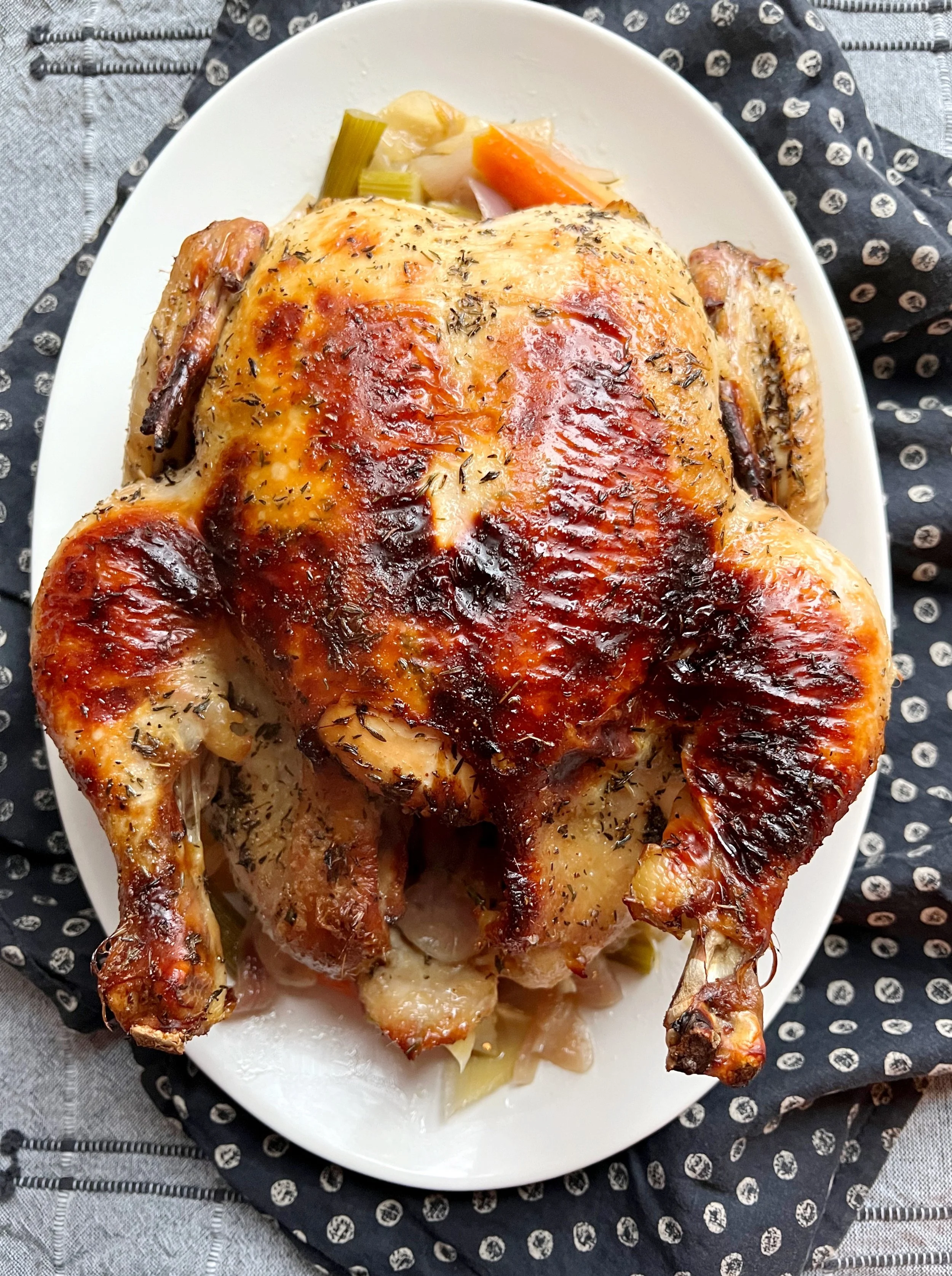 Hot Honey Roast Chicken with Fennel, Red Onion and Carrot