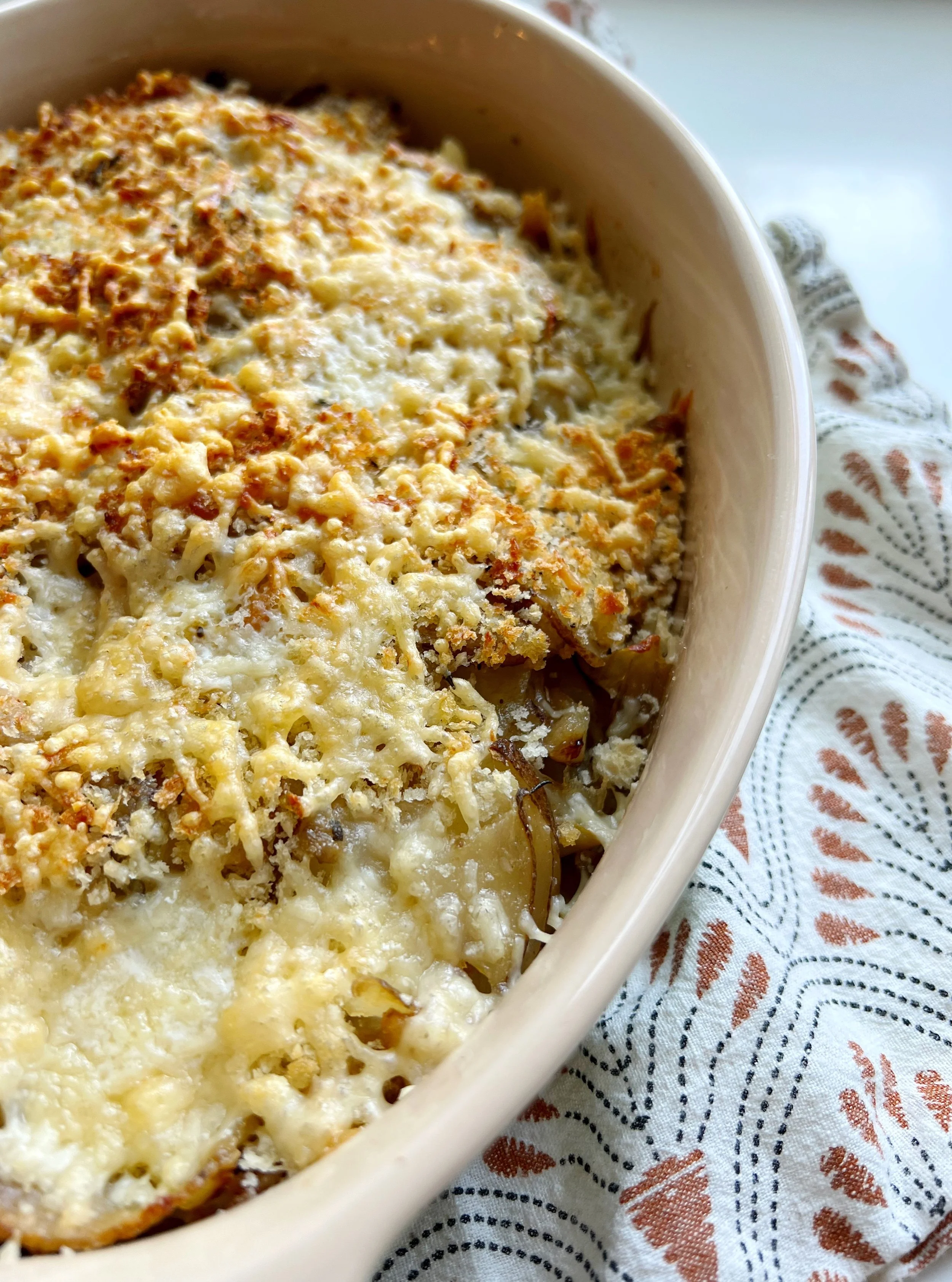 Classic Au Gratin Potatoes with Marinated Artichokes