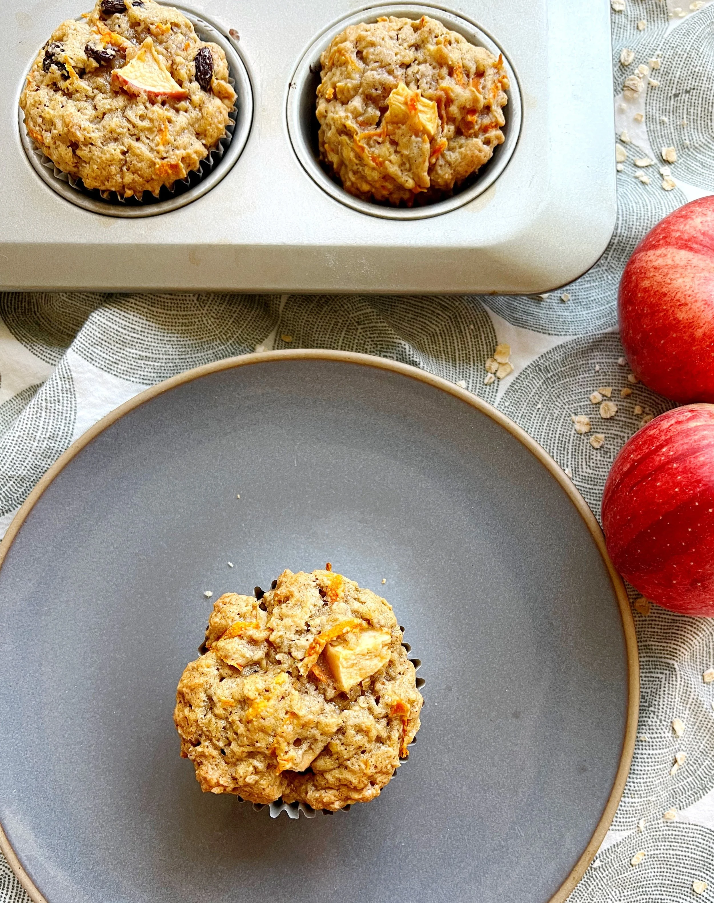 Apple, Carrot and Toasted Oat Muffins
