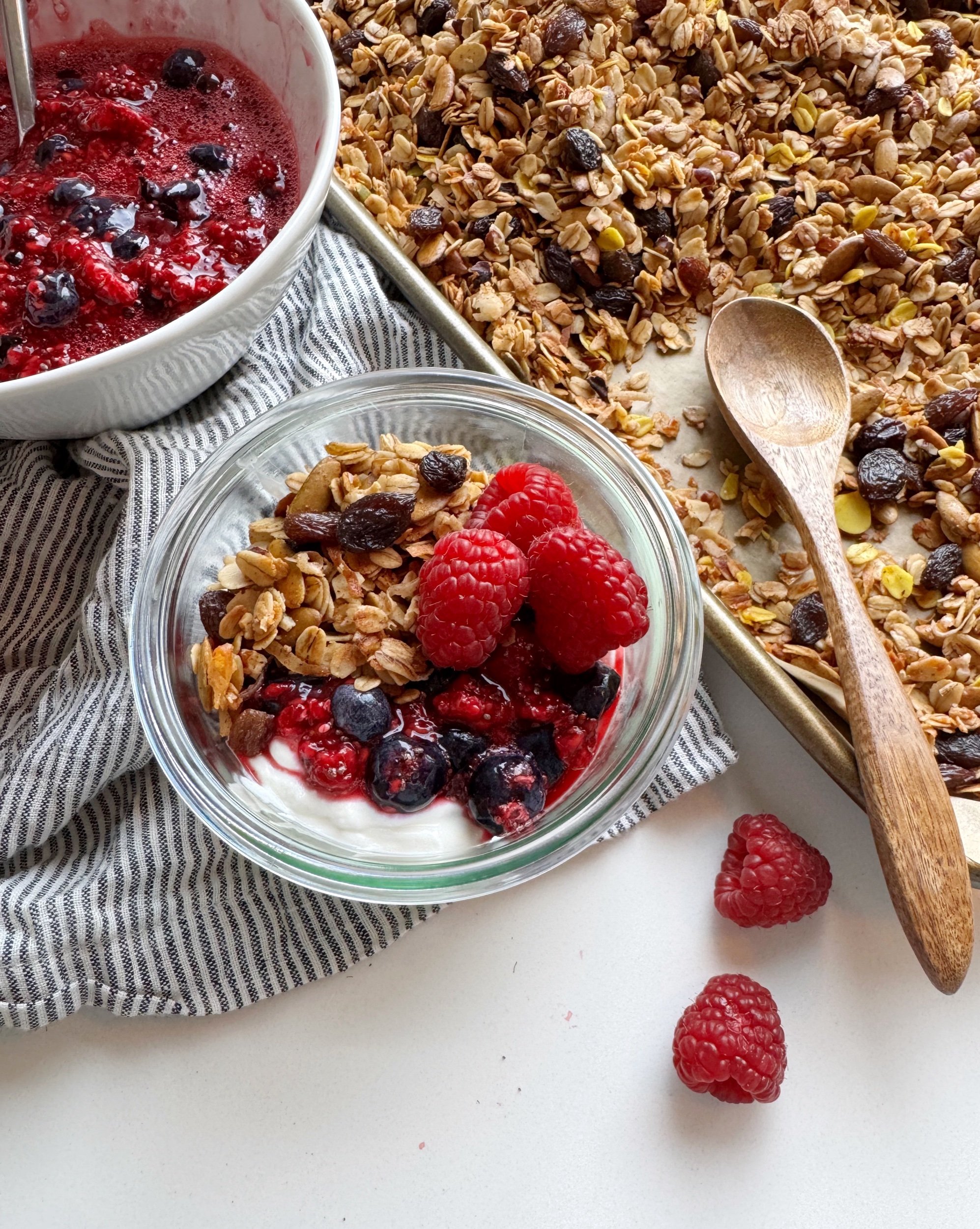 Classic Granola and Mixed Berry Chia Jam