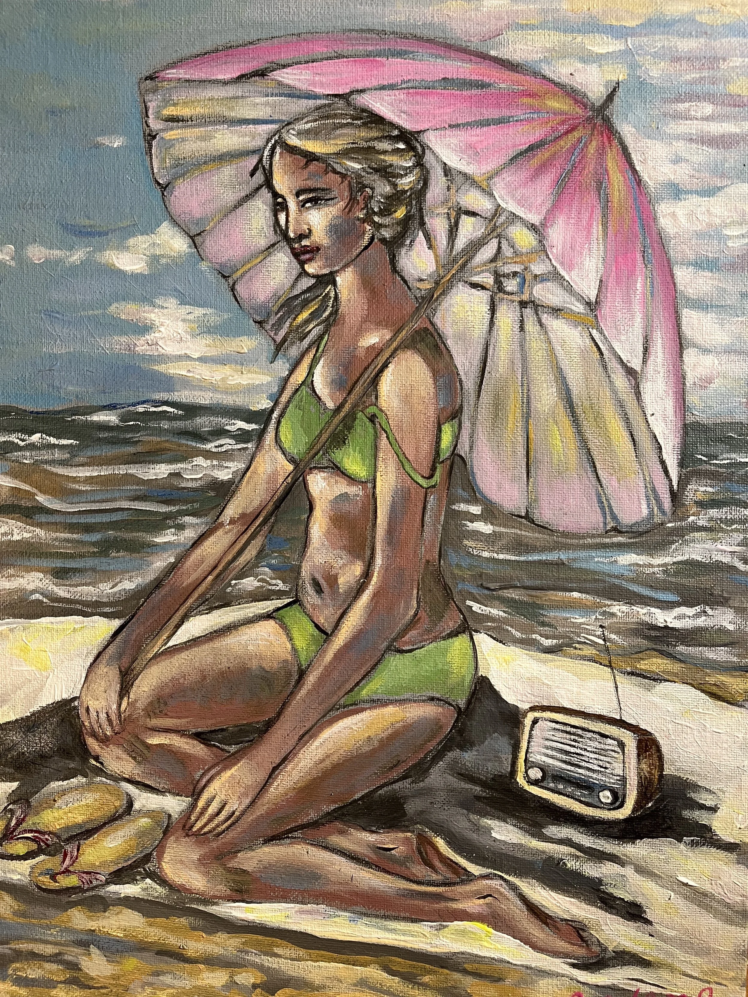 Under a pink Umbrella