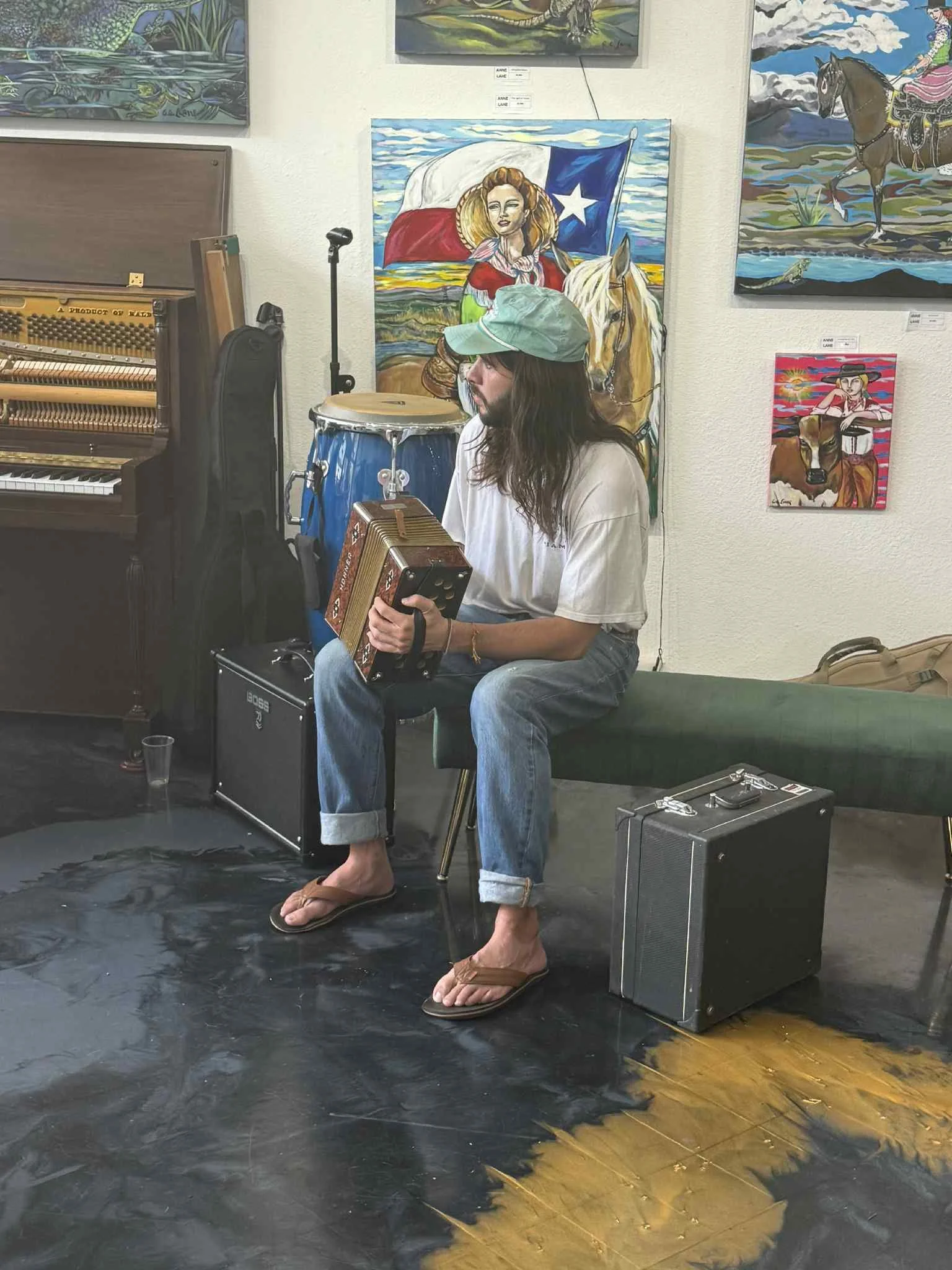 Tyson with a accordion