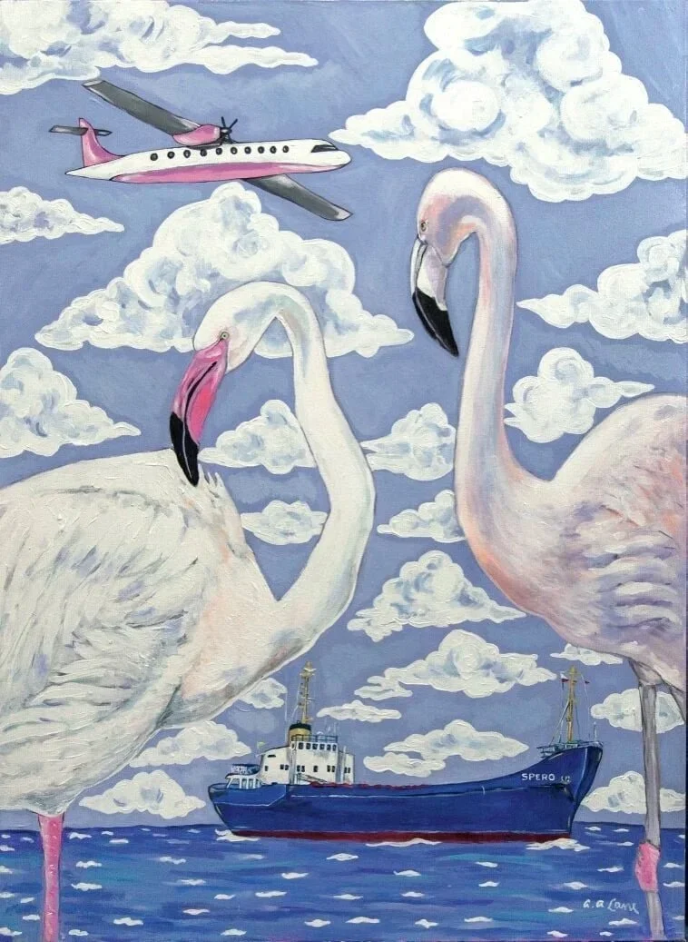 Flamingos at Sea