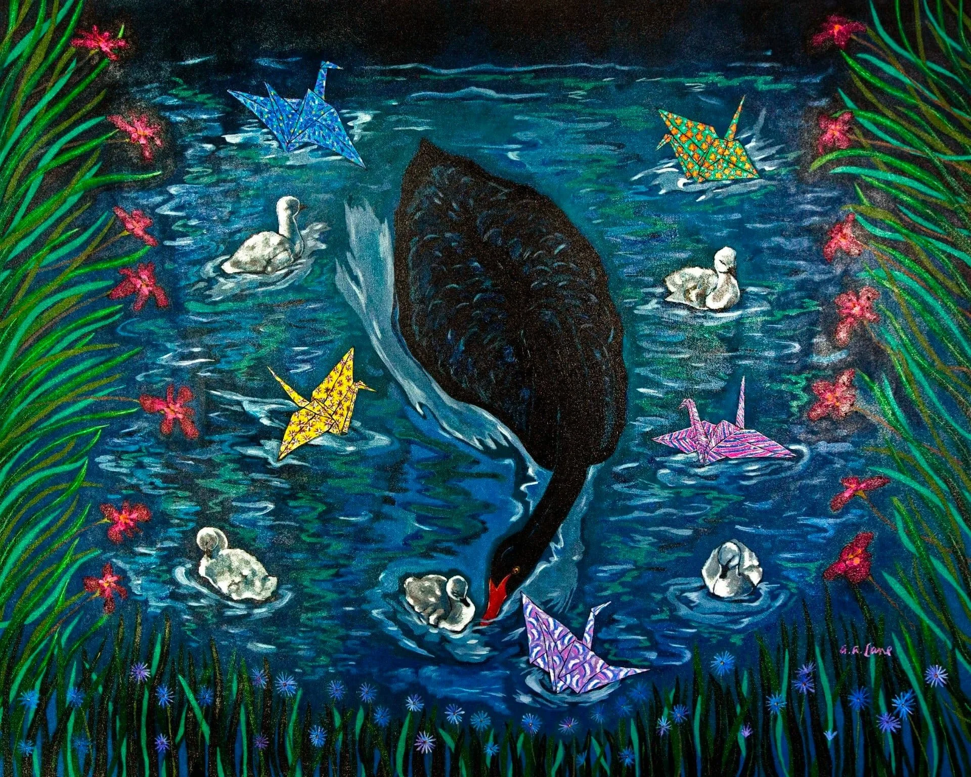 Swans and Paper cranes