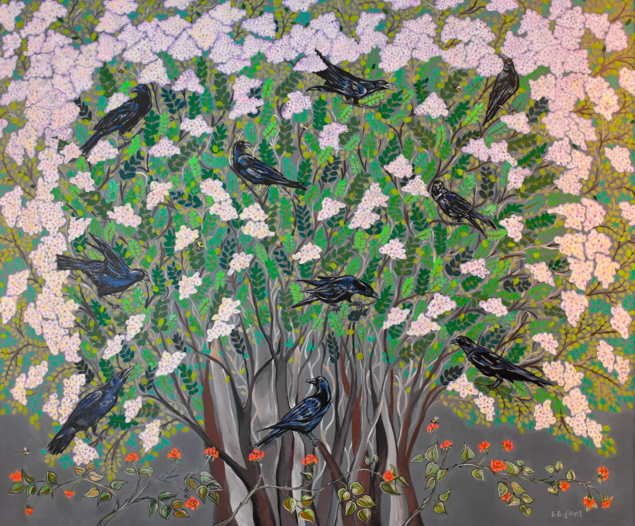 Crows and Crepe Myrtles