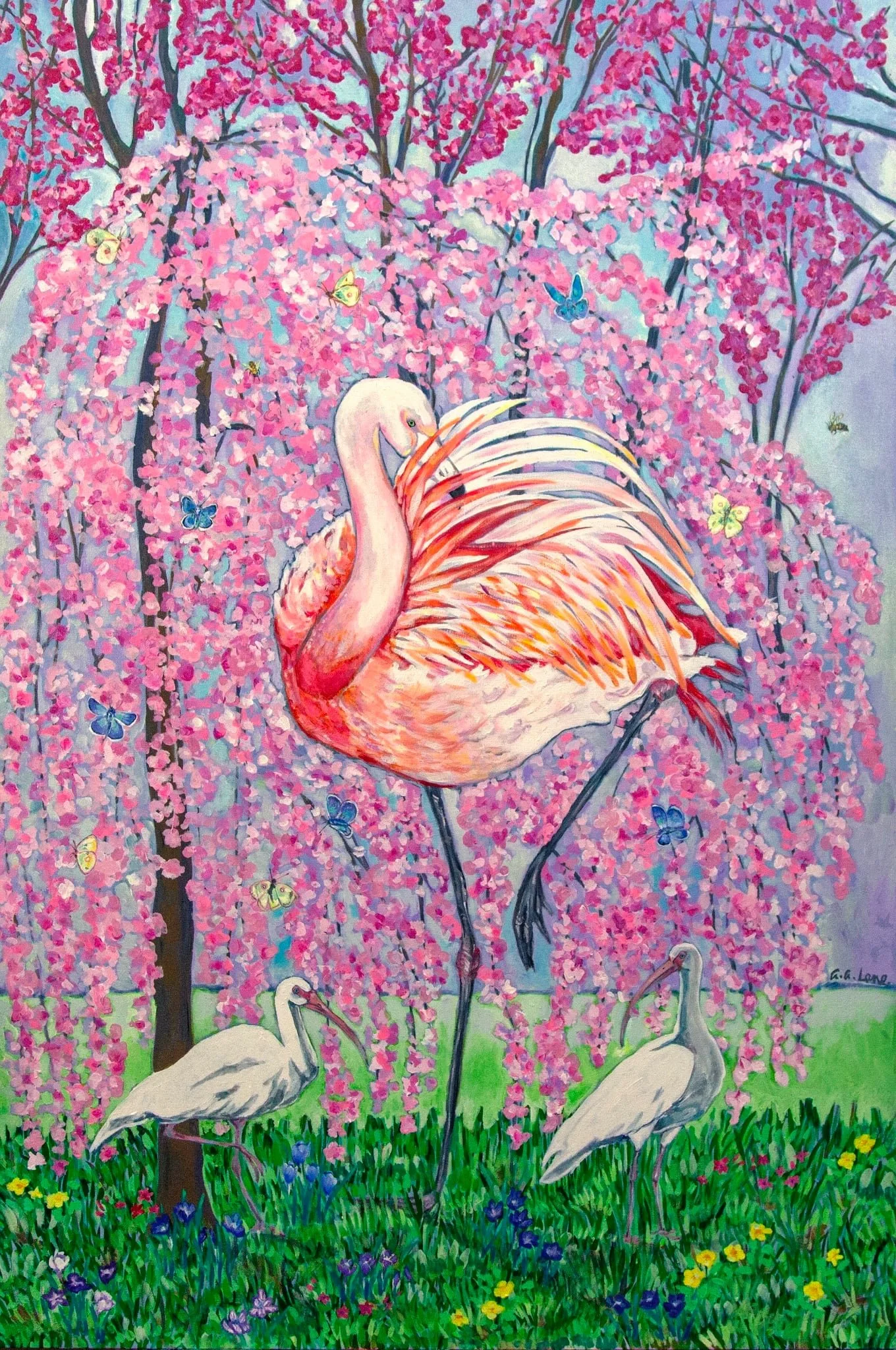 Cherry Blossom Flamingo