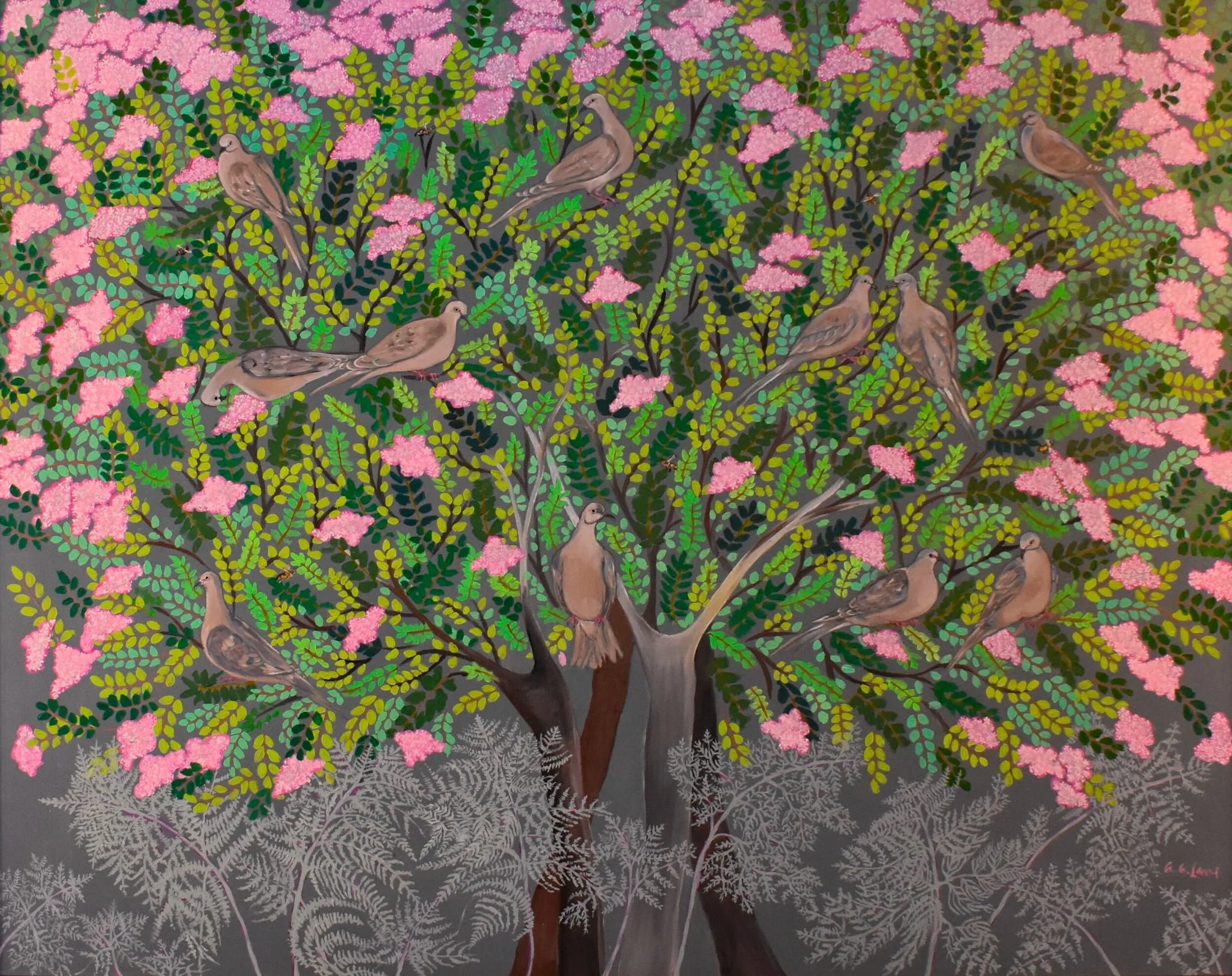 Doves and Crepe Myrtles