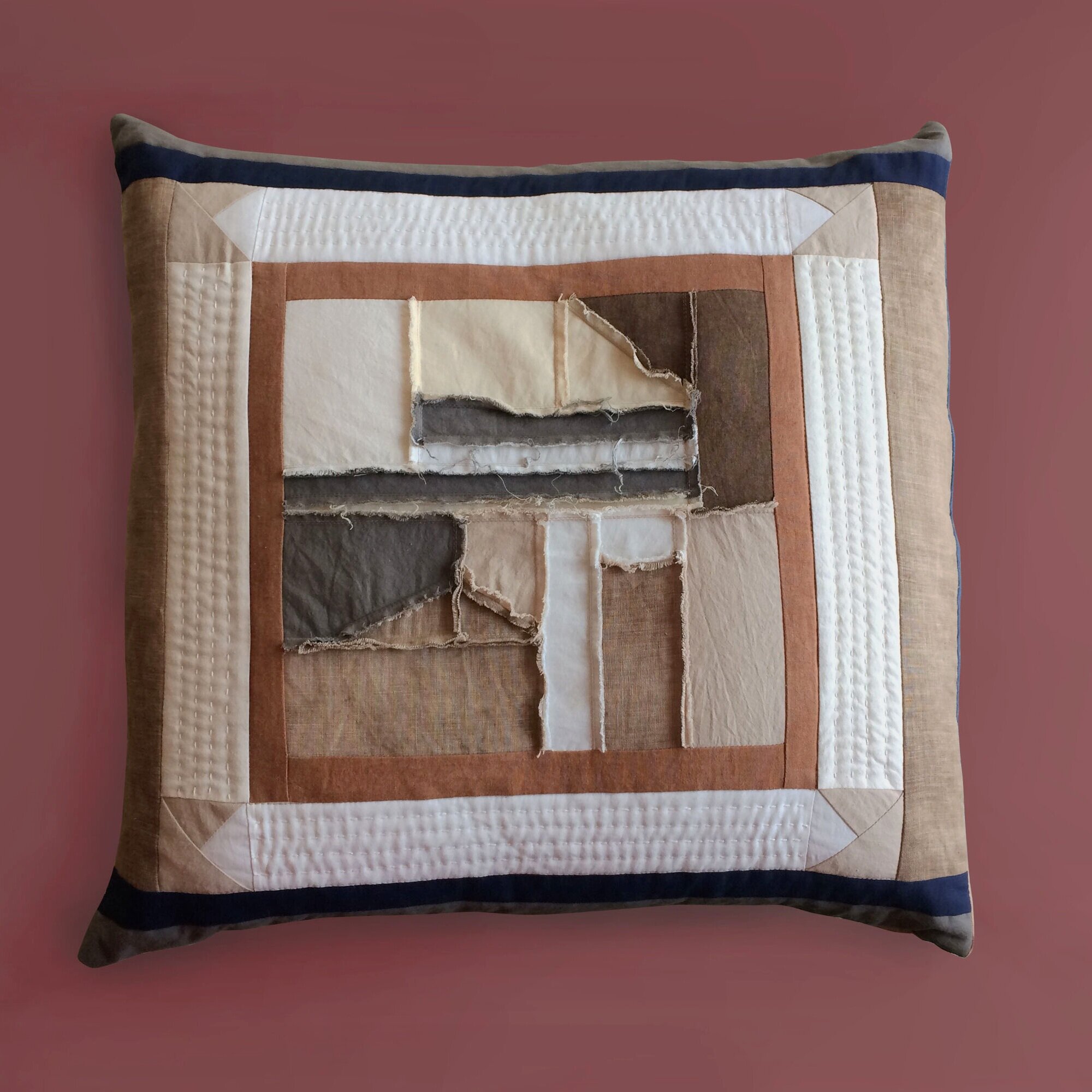 Topography Floor Cushion naturally dyed and hand quilted