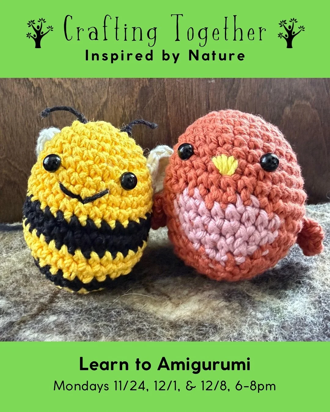 This fall/winter we are partnering with Verona Maker Space to expand our offerings to include both adult workshops and caregiver &amp; child nature-inspired art classes. Join us to unwind, learn something new, and connect with others through the crea