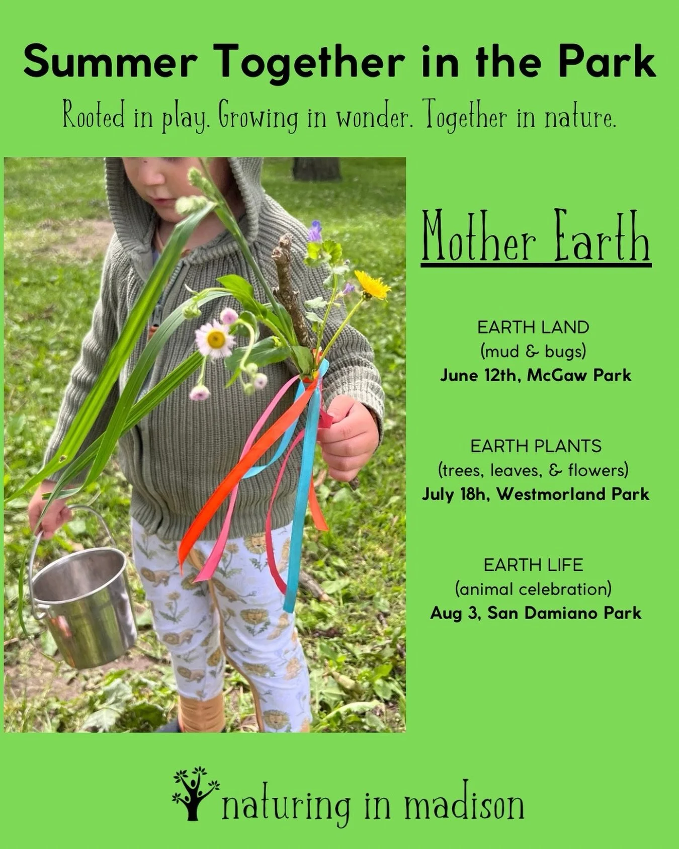 Our Summer Together in the Park pop-up classes are live! You can sign up for one or all three at: https://naturinginmadison.com/summer-together-in-the-park

#natureplay #earlychildhood #sensoryplay #childledlearning #madisonwi